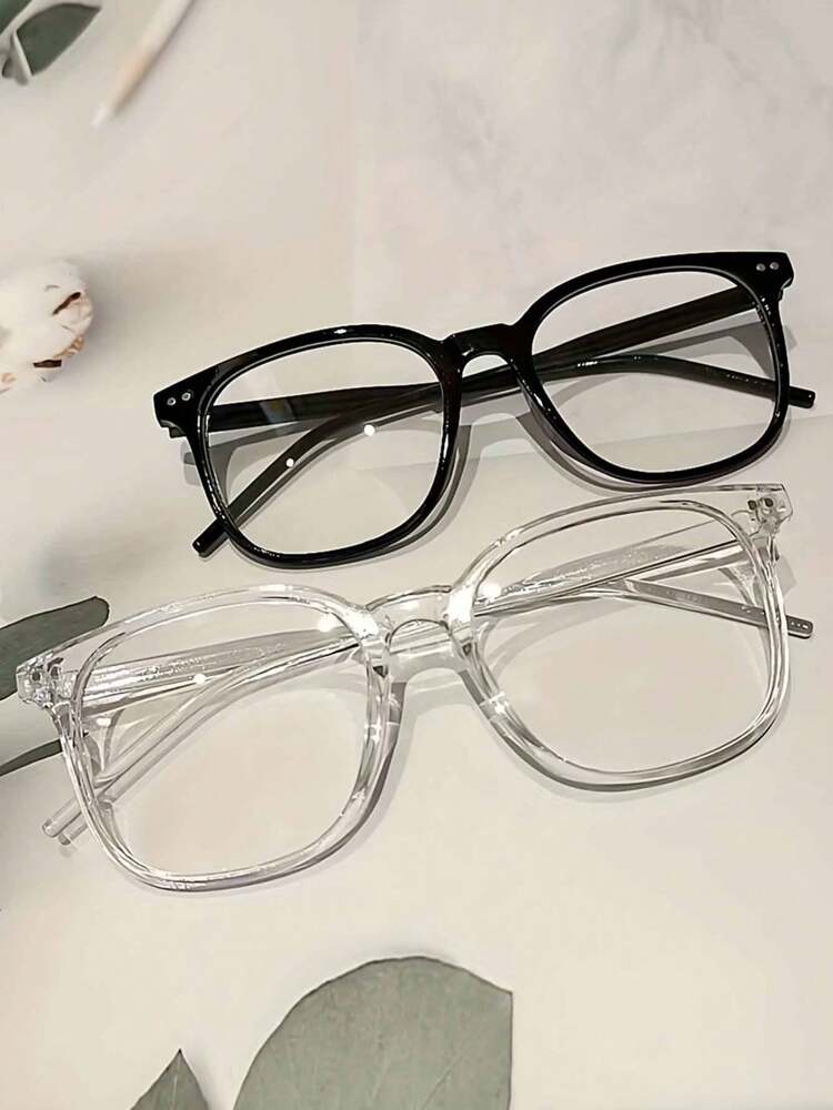 1/2pcs Unisex Clear Lens Square Frame Glasses, Minimalist Blue Light Blocking Eyewear for Computer Use, Fashion Accessories for Women & Men, Ideal for Office, Daily Wear, and Screen Protection