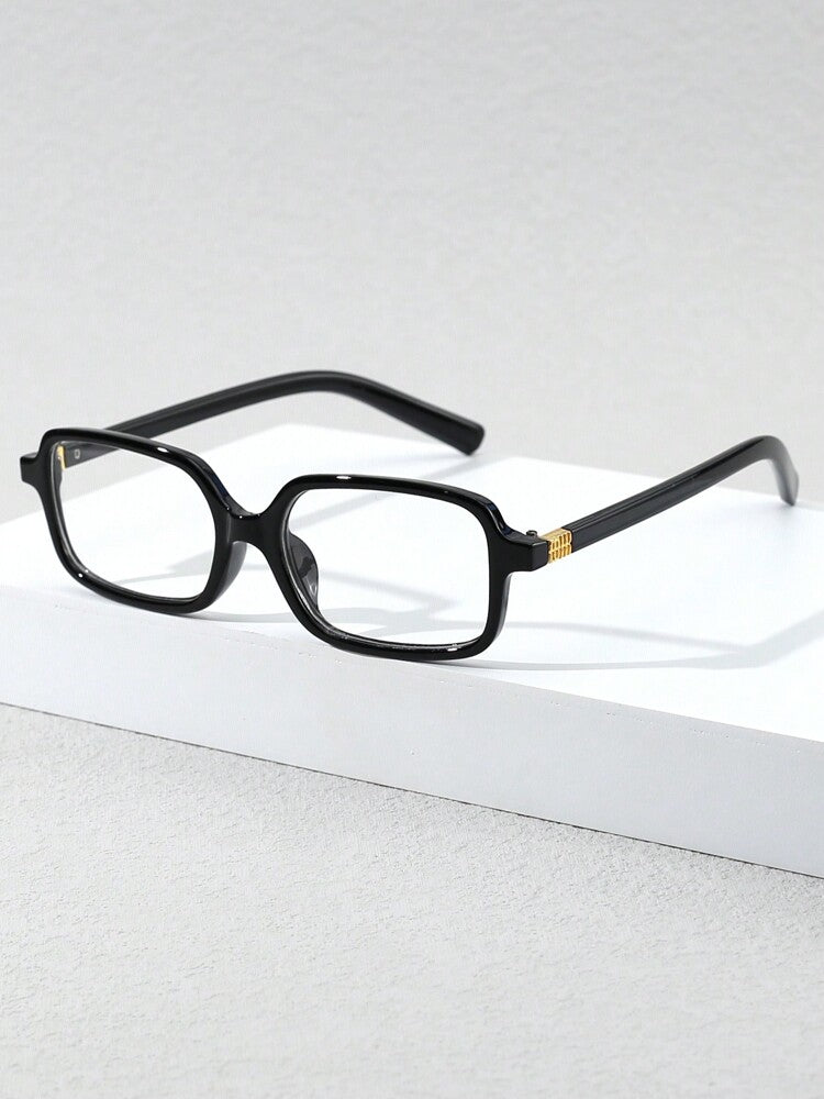1 Pair Women's Vintage Rectangular Flat Lens Glasses, Retro Chic Eyewear for Daily Streetwear Looks, Lightweight and Versatile Accessory for Casual Outfits, Fashionable Urban Style Glasses