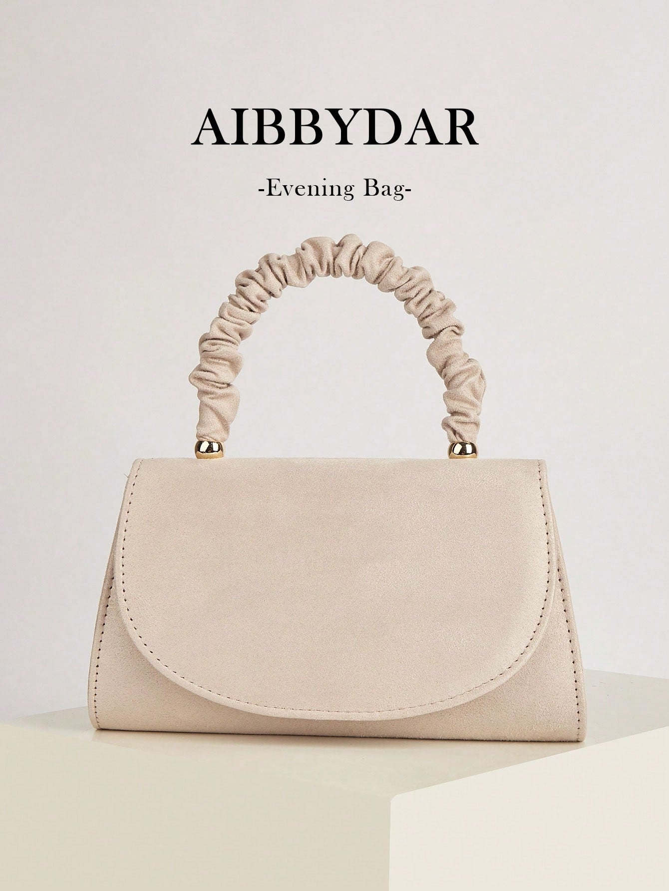 AIBBYDAR Women's Evening Bag, Apricot Colored Fashionable Solid Velvet Handbag, Suitable For Evening Gowns