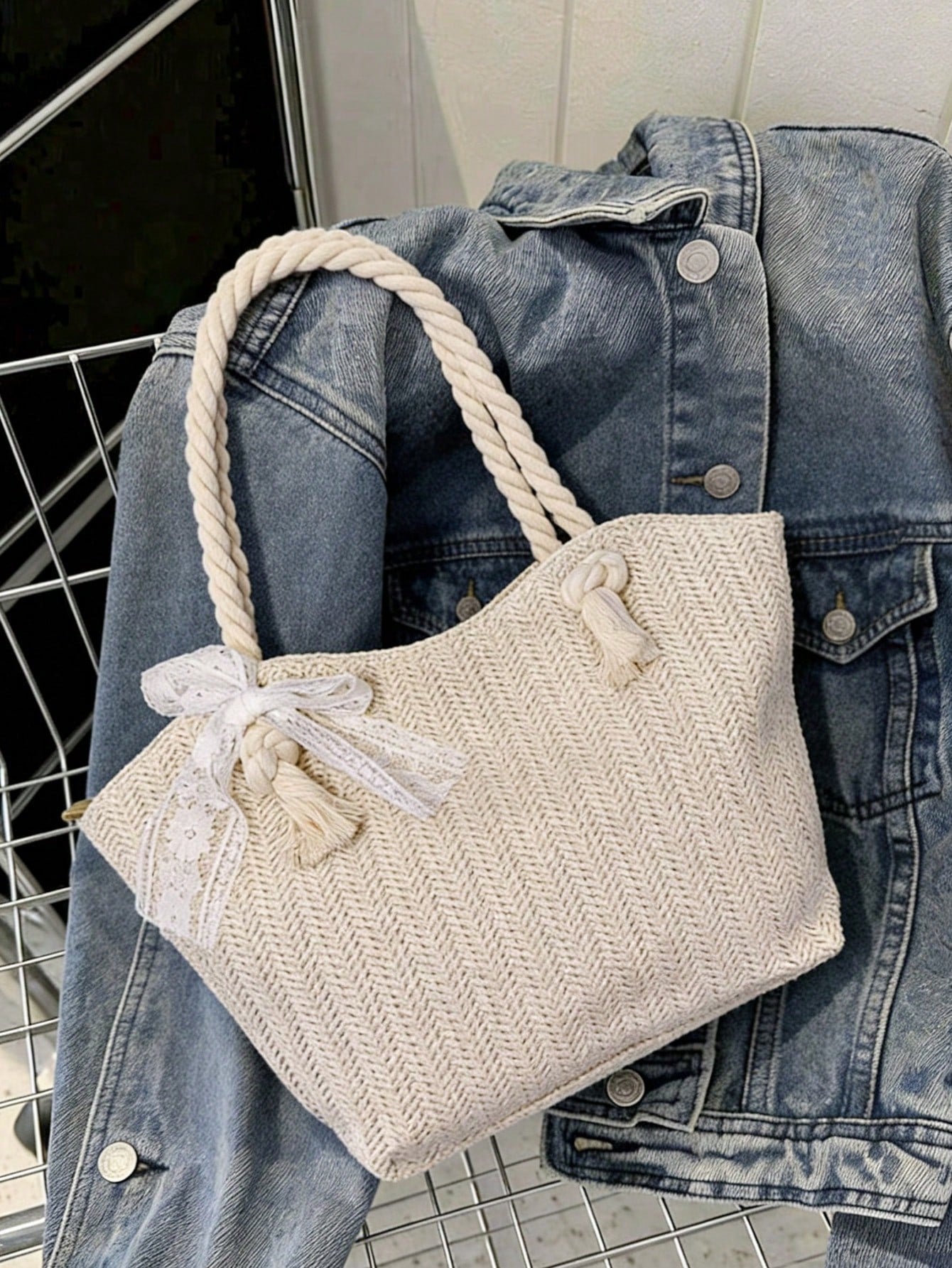 Summer Beach Vacation Straw Tote Bag, Large Capacity, Fashionable, Versatile, Casual Shoulder Bag