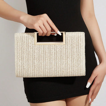 AIBBYDAR Beige Woven Handbag For Women, Fashion Tote Bag For Holiday, Beach, Business Commute, Casual, Minimalist, Beach, Vacation, Woven Bag