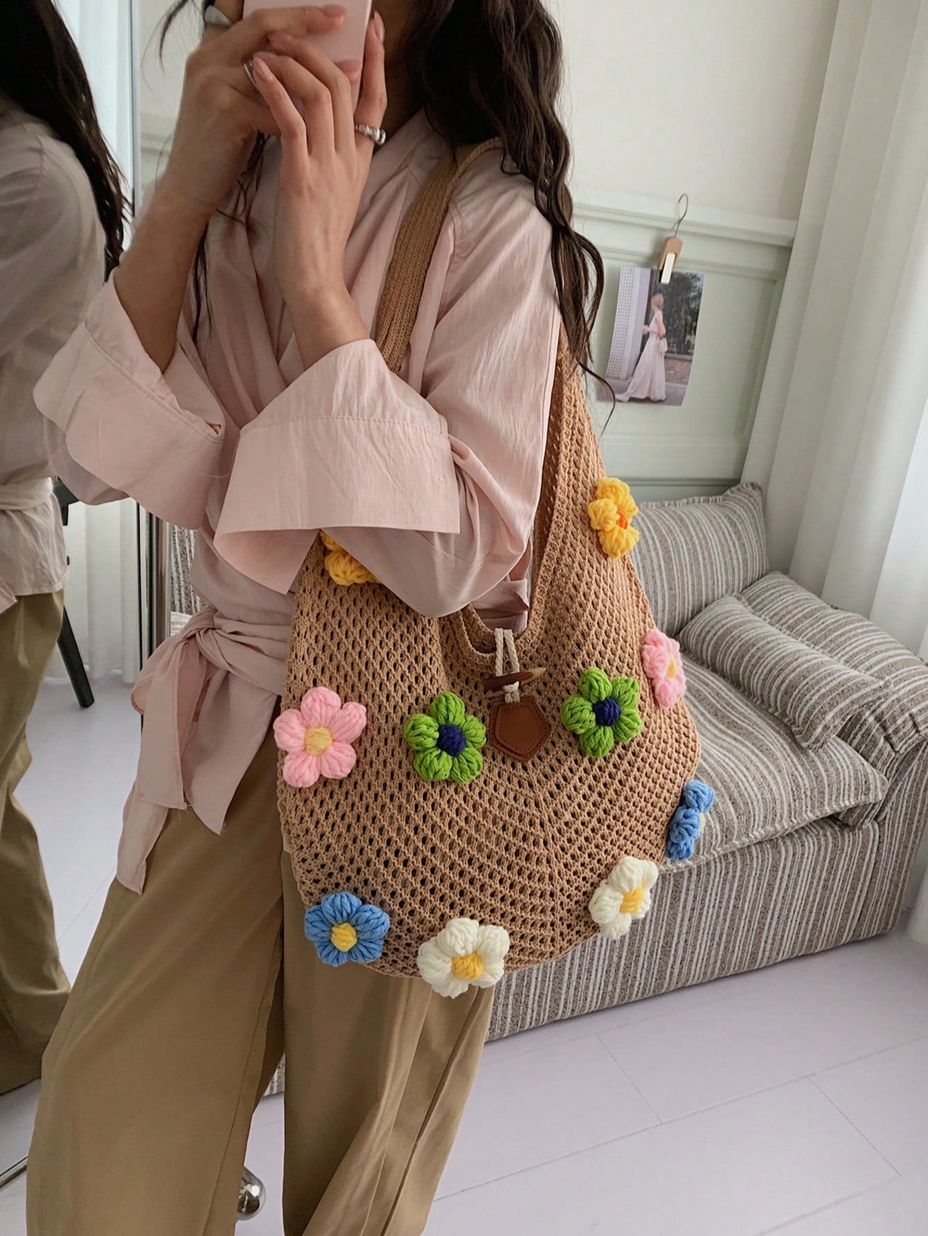 Summer New Casual Straw Tote Bag, Women Large Capacity Shoulder Shopping Handbag , Summer , Beach