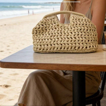 2025 New Natural Fiber Clutch Bag, Handwoven Raffia Straw Summer Beach Bag For Women
