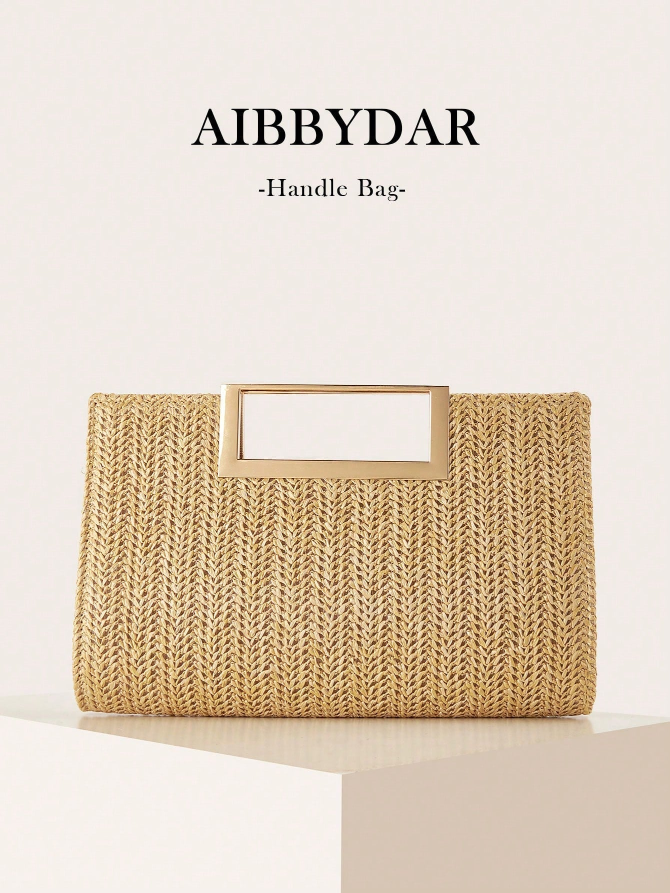 AIBBYDAR Beige Woven Handbag For Women, Fashion Tote Bag For Holiday, Beach, Business Commute, Casual, Minimalist, Beach, Vacation, Woven Bag