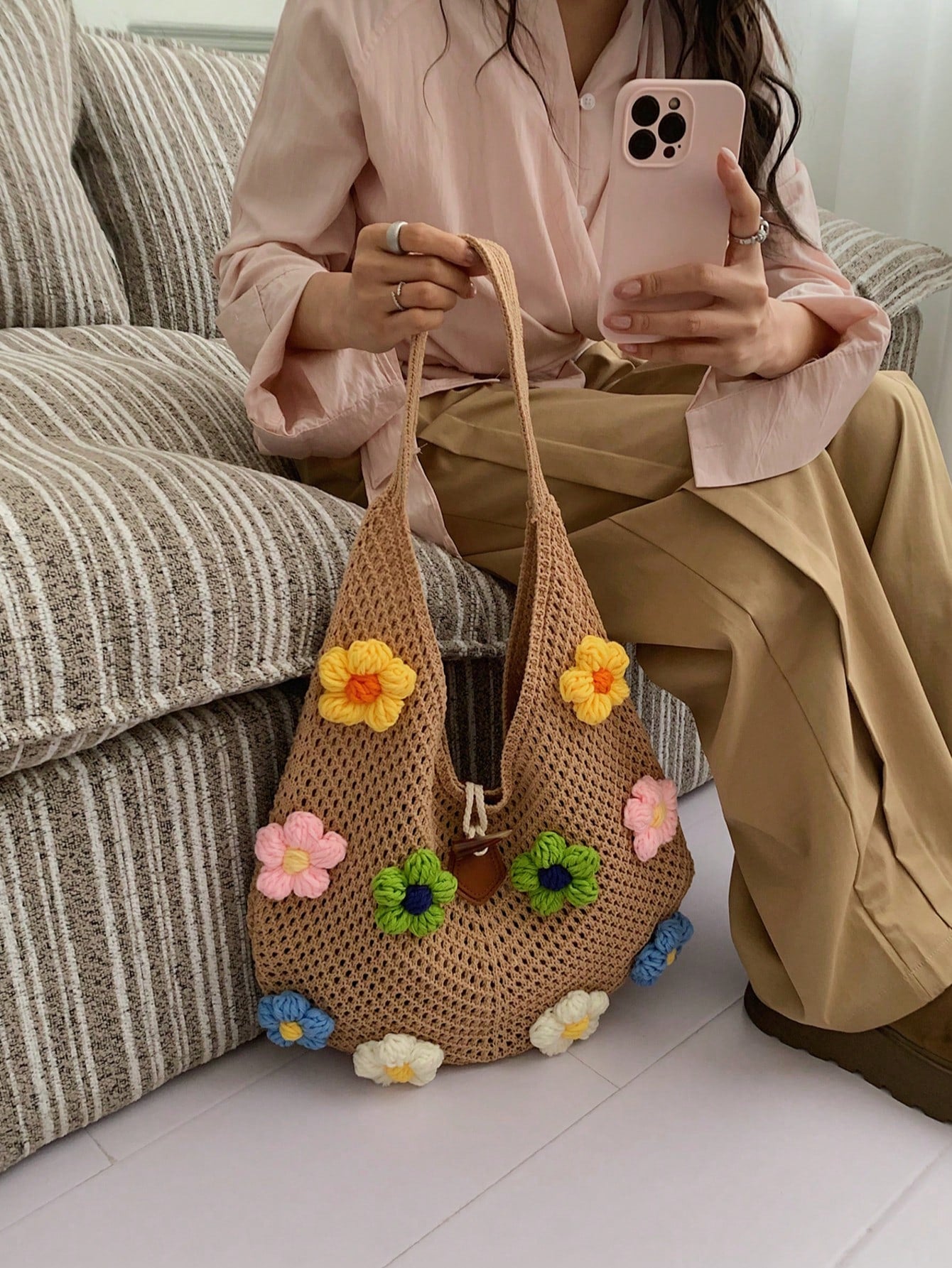 Summer New Casual Straw Tote Bag, Women Large Capacity Shoulder Shopping Handbag , Summer , Beach