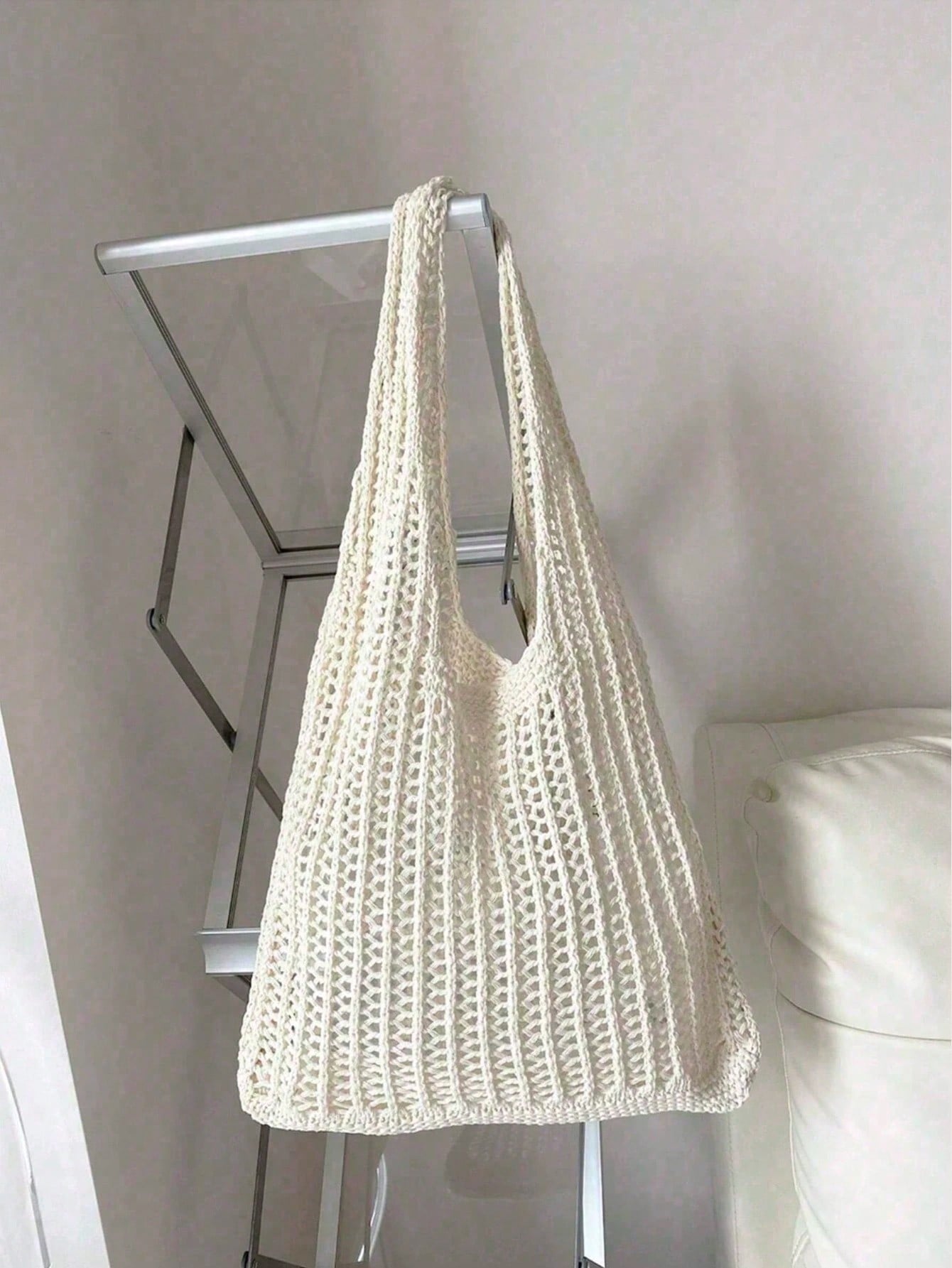 Large Capacity Crochet Shoulder Tote Bag - Lightweight, Multifunctional Knitted Handbag, Beige, Pink, Brown, Black, Suitable For Travel, Beach, Vacation And Daily Use, Large Tote Bag , Beach Bag , Crochet, Holiday, Yellow