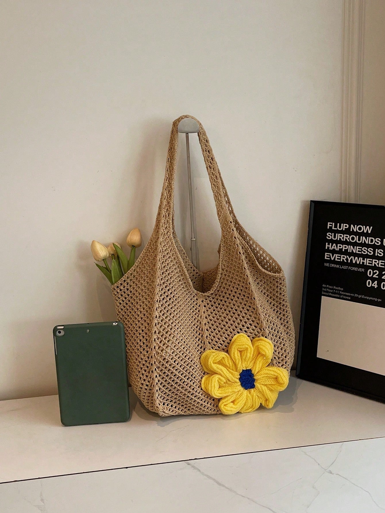Summer New Casual Straw Tote Bag, Women Large Capacity Shoulder Shopping Handbag , Summer , Beach
