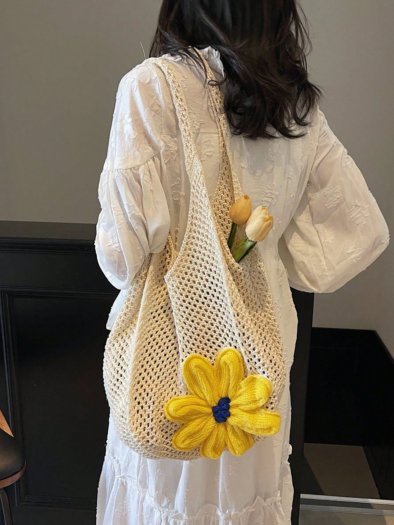 Summer New Casual Straw Tote Bag, Women Large Capacity Shoulder Shopping Handbag , Summer , Beach