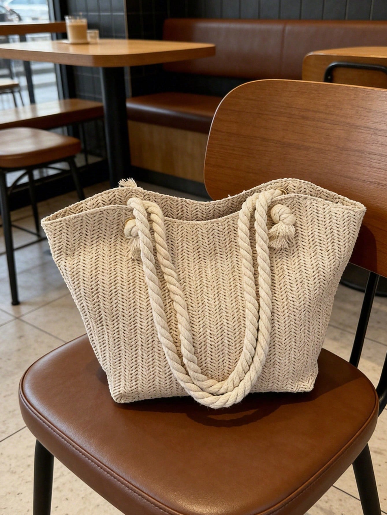 Summer Beach Vacation Straw Tote Bag, Large Capacity, Fashionable, Versatile, Casual Shoulder Bag