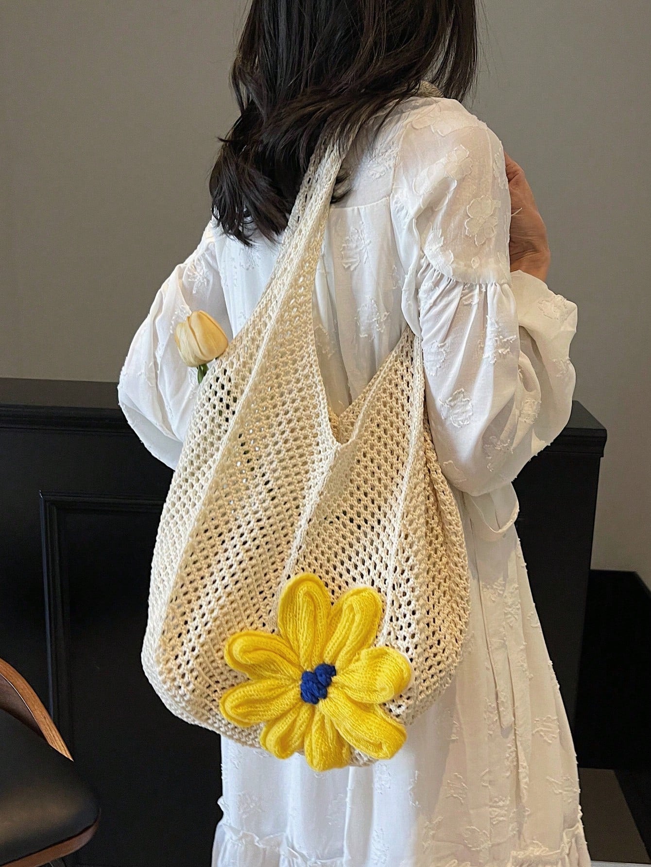 Summer New Casual Straw Tote Bag, Women Large Capacity Shoulder Shopping Handbag , Summer , Beach