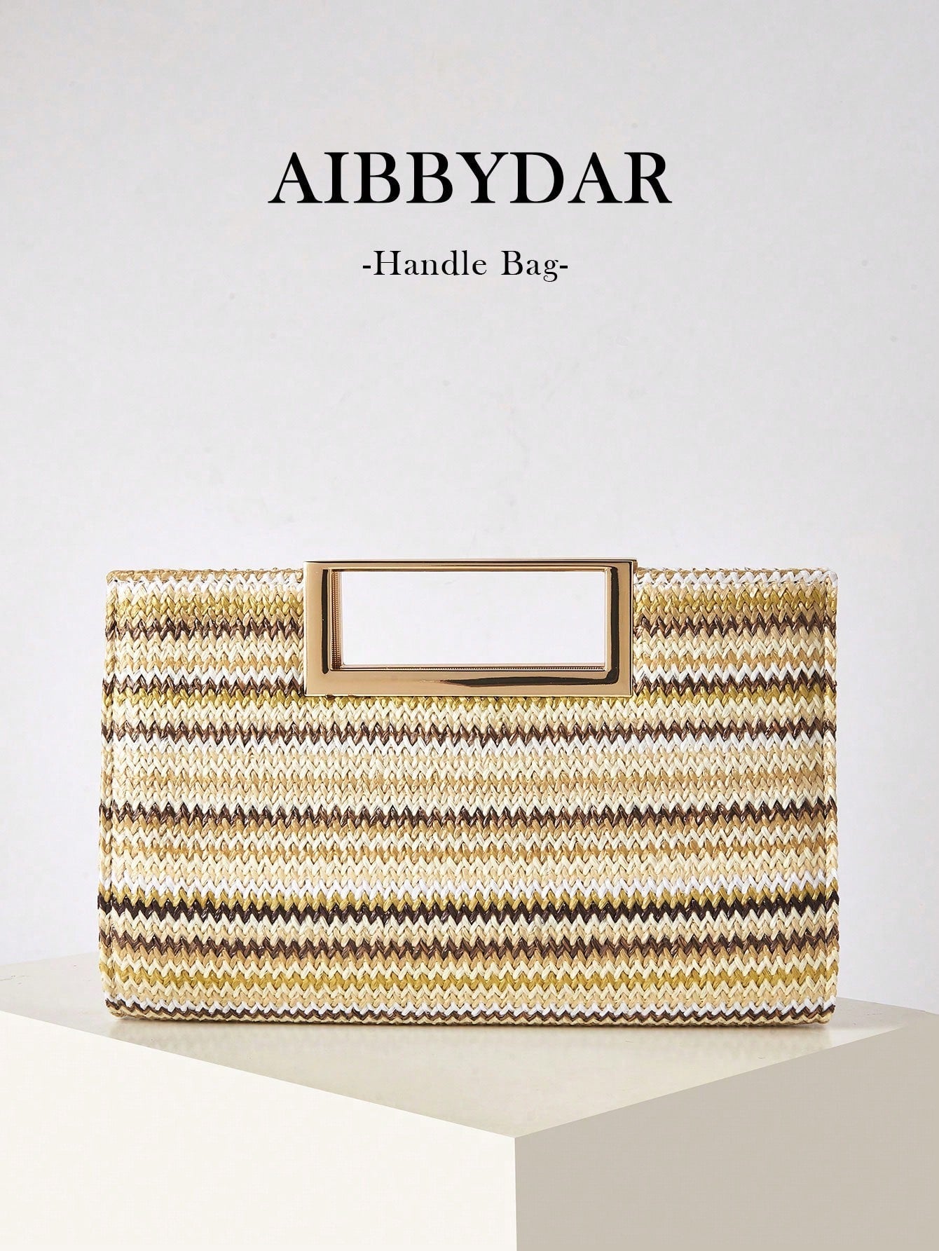 AIBBYDAR Beige Woven Handbag For Women, Fashion Tote Bag For Holiday, Beach, Business Commute, Casual, Minimalist, Beach, Vacation, Woven Bag