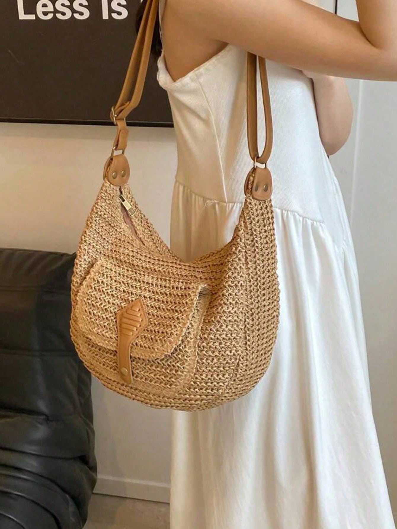 Fashionable Minimalist Woven Crossbody Bag, Women's Versatile Casual Shoulder Bag, Suitable For Summer Beach Vacation, Beach Tote, Ideal For Summer, Vacation And Daily Use, Travel Essential