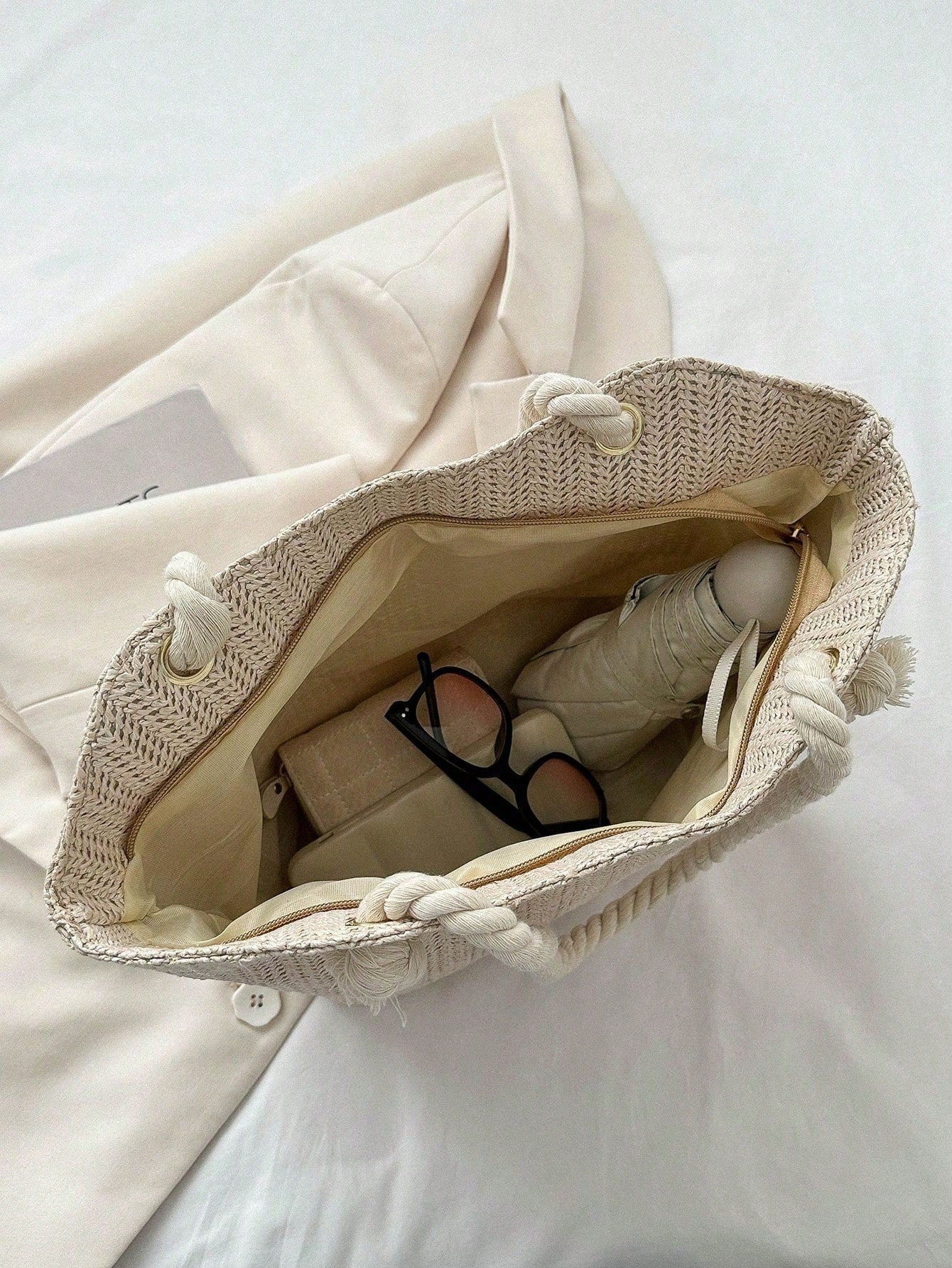 Summer Beach Vacation Straw Tote Bag, Large Capacity, Fashionable, Versatile, Casual Shoulder Bag