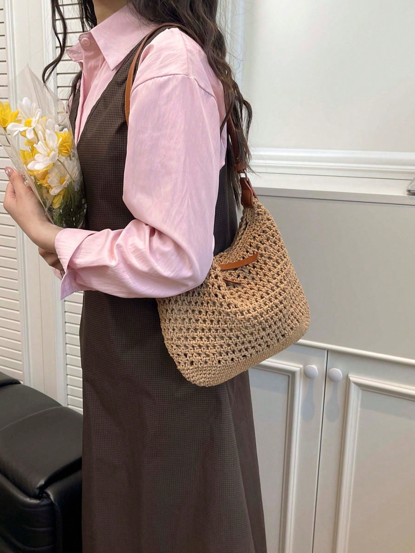 Dedoo Crochet Shoulder Bag For Women Lightweight Woven Beach Tote Handbag For Summer Vacations