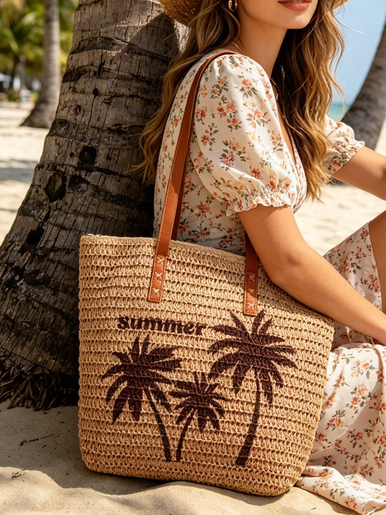New Large Capacity Tote Bag, Woven Straw Dual Handle Design Women's Bag, Beach Bag For Commuting, Daily Shopping, Travel, Beach, Elegant, Lightweight, Casual, Portable, Suitable For Teenagers, College Girls, Outdoor Travel, Vacation, Medium Size