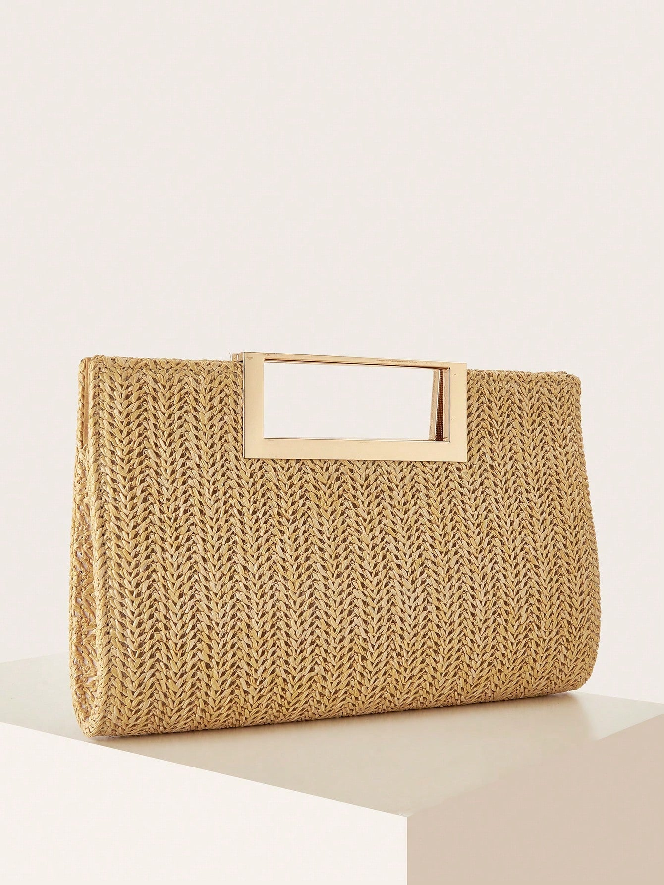 AIBBYDAR Beige Woven Handbag For Women, Fashion Tote Bag For Holiday, Beach, Business Commute, Casual, Minimalist, Beach, Vacation, Woven Bag