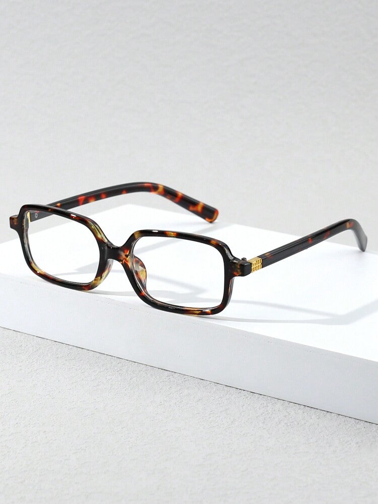 1 Pair Women's Vintage Rectangular Flat Lens Glasses, Retro Chic Eyewear for Daily Streetwear Looks, Lightweight and Versatile Accessory for Casual Outfits, Fashionable Urban Style Glasses