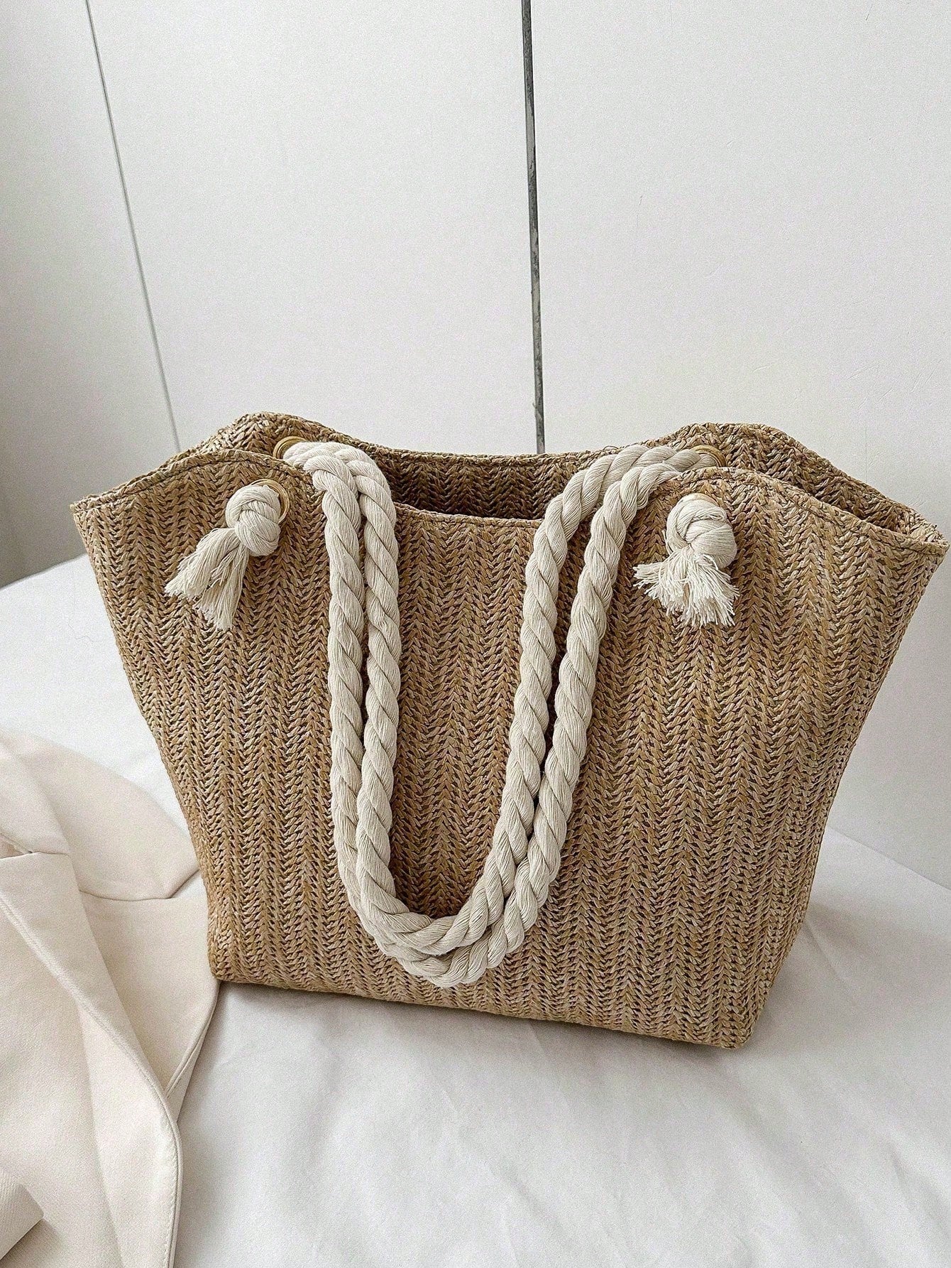 Summer Beach Vacation Straw Tote Bag, Large Capacity, Fashionable, Versatile, Casual Shoulder Bag