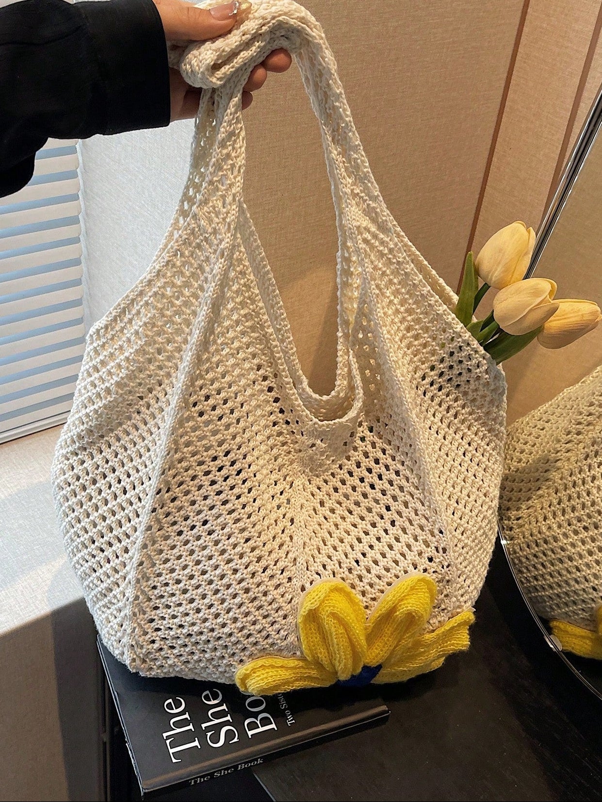 Summer New Casual Straw Tote Bag, Women Large Capacity Shoulder Shopping Handbag , Summer , Beach