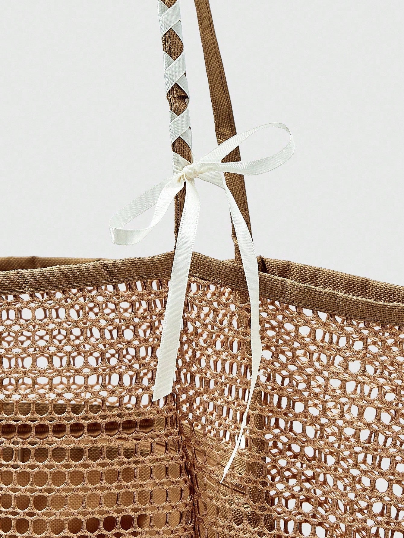 OMWE Fairycore 1pc Handmade Woven Tote Bag With Artificial Orchid, Lily Decor,