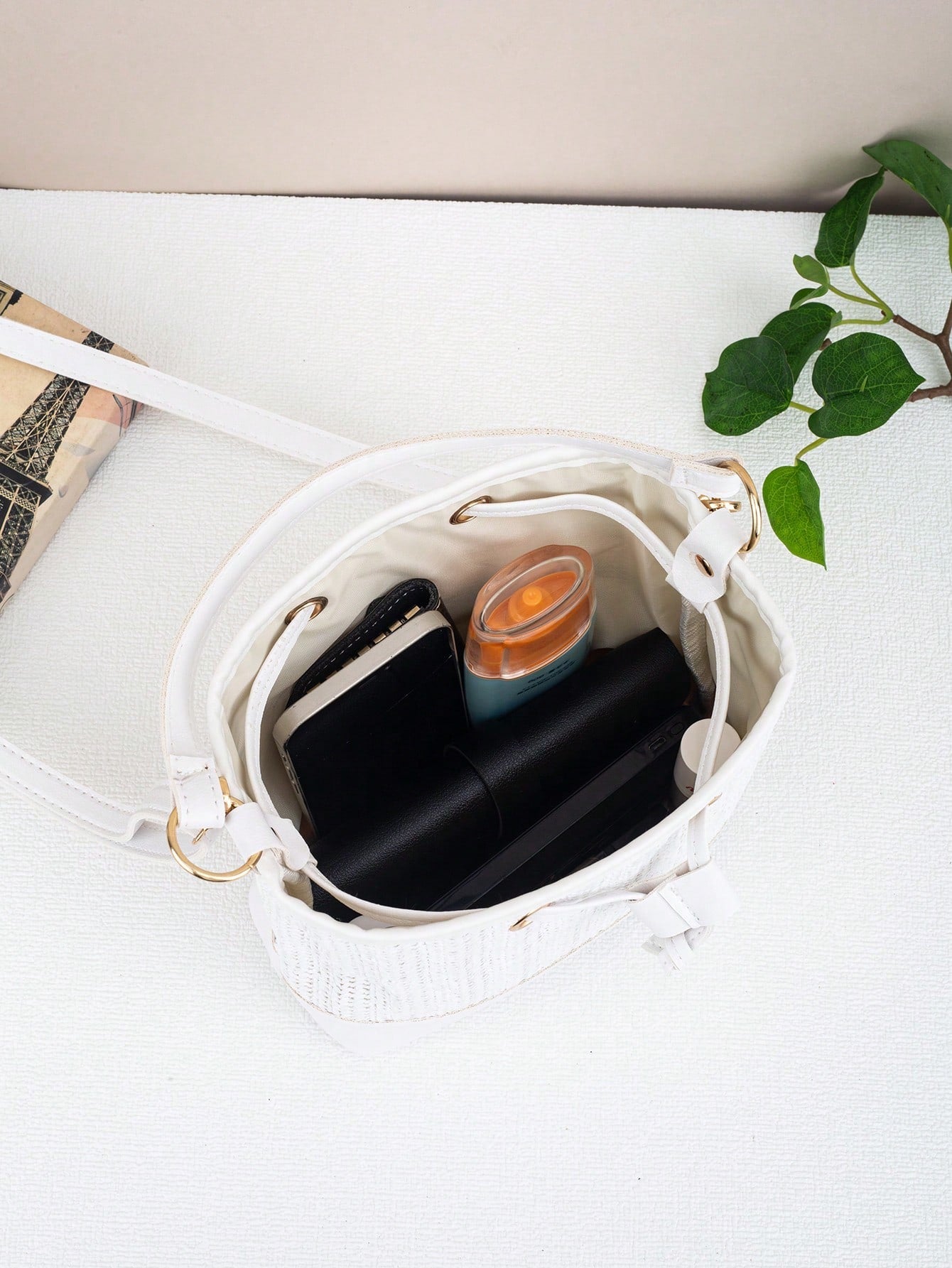 Drawstring Bucket Bag, Large Capacity Daily Versatile Bag, New Summer Beach Bag, Straw Crossbody Bag, Durable Women Handbag