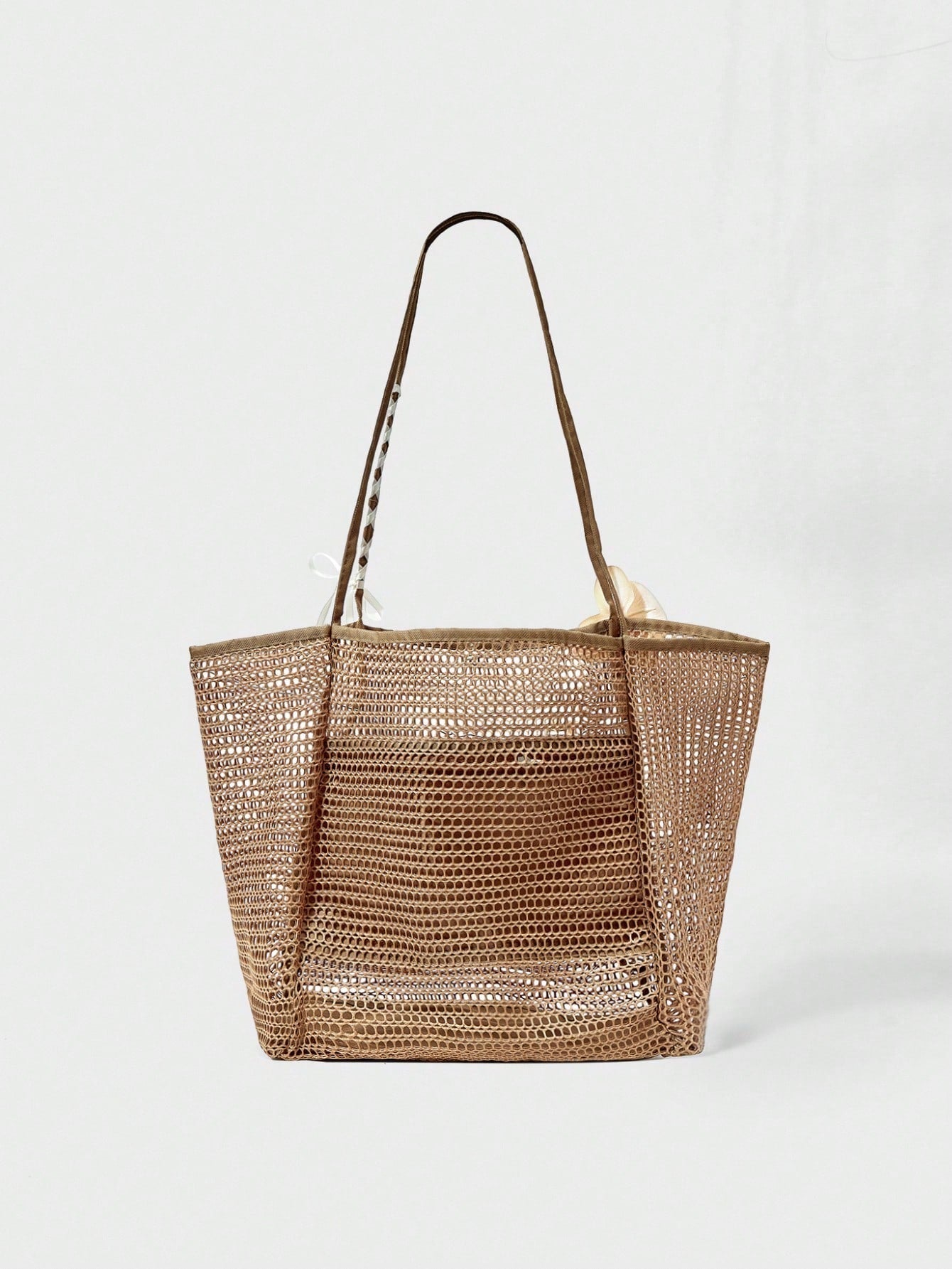 OMWE Fairycore 1pc Handmade Woven Tote Bag With Artificial Orchid, Lily Decor,