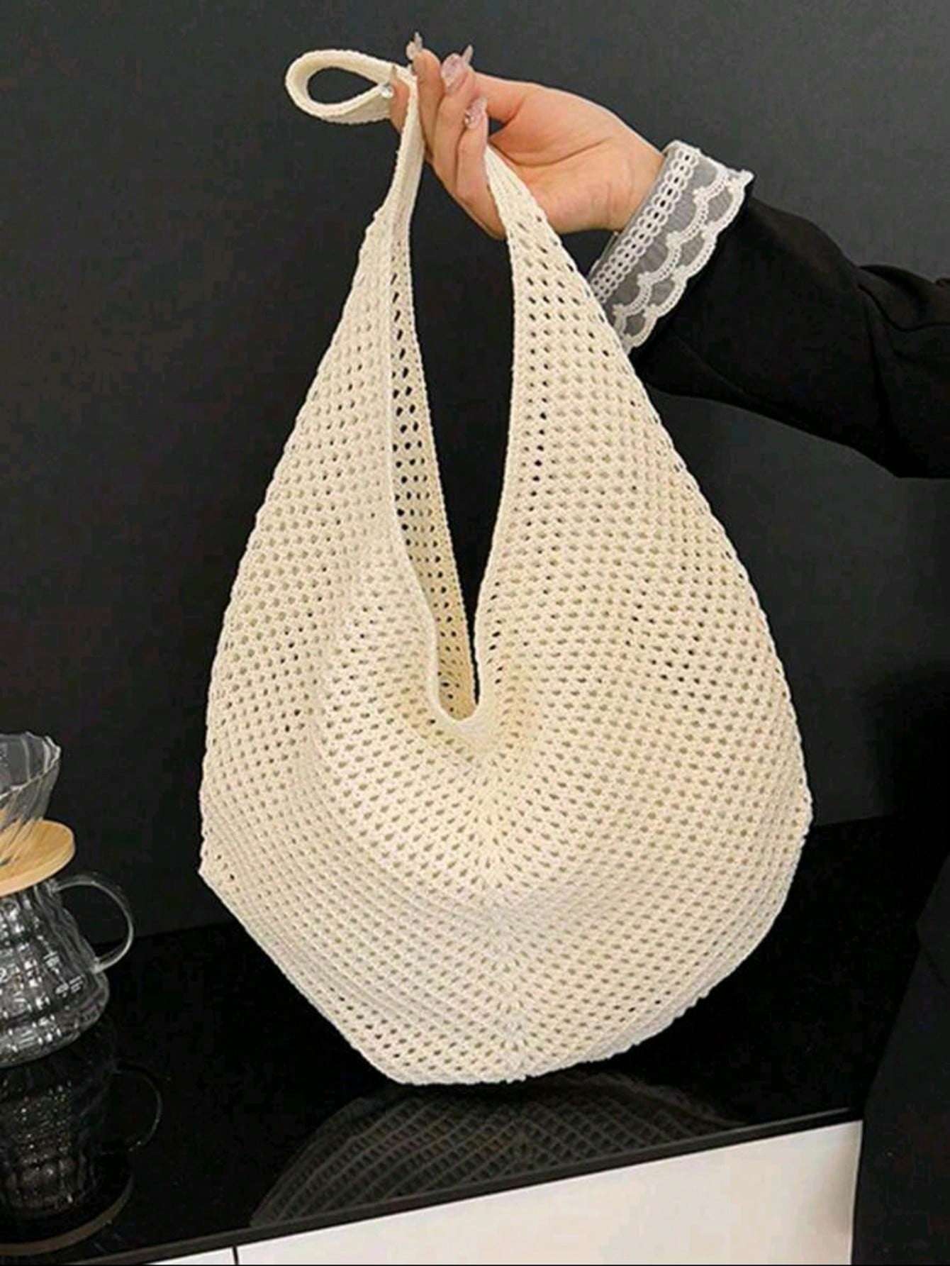 Large Capacity Crochet Shoulder Tote Bag - Lightweight, Multifunctional Knitted Handbag, Beige, Pink, Brown, Black, Suitable For Travel, Beach, Vacation And Daily Use, Large Tote Bag , Beach Bag , Crochet, Holiday, Yellow