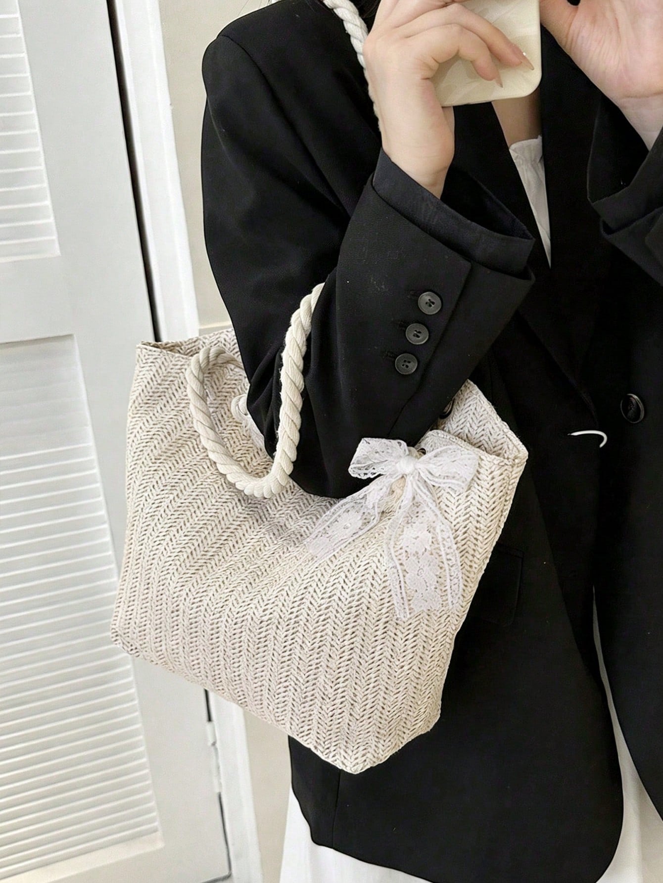 Summer Beach Vacation Straw Tote Bag, Large Capacity, Fashionable, Versatile, Casual Shoulder Bag