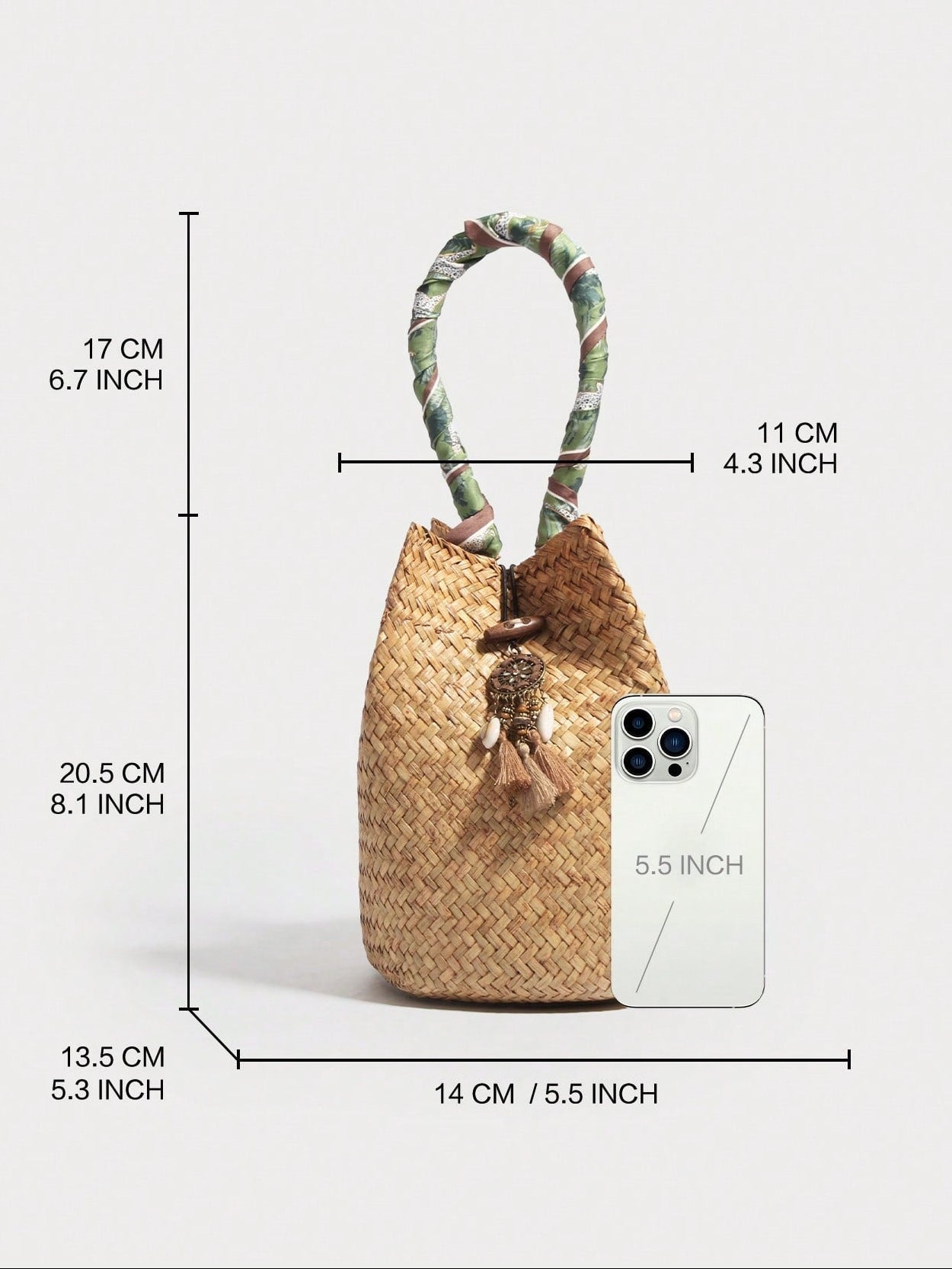 Bohemian Vacation Style Su Pure Handmade Woven Straw Woven Bucket Bag Handbag French Retro Woven Bag Versatile Daily Commuting Fashion Business Leisure Tourism Beach Wedding, Outing, Vacation, Beach (Pure Natural Straw Woven Color Has Slight Differences)