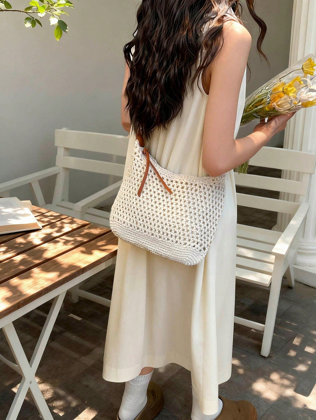 Dedoo Crochet Shoulder Bag For Women Lightweight Woven Beach Tote Handbag For Summer Vacations