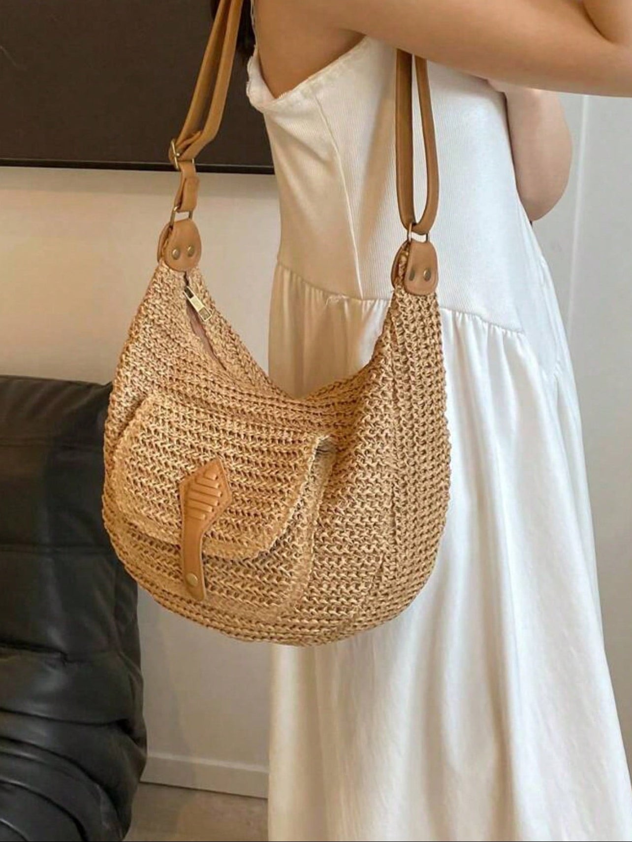 Dedoo Fashionable Minimalist Woven Crossbody Bag, Women's Versatile Casual Shoulder Bag, Suitable For Summer Beach Vacation, Beach Tote, Ideal For Summer, Vacation And Daily Use, Travel Essential