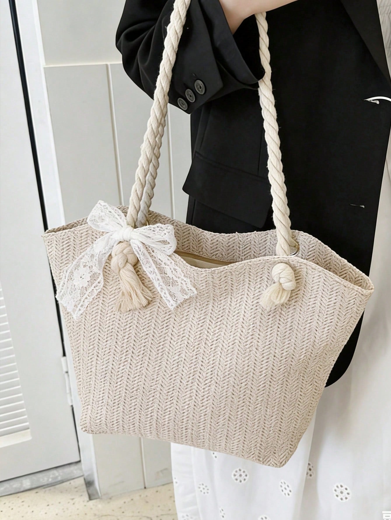 Summer Beach Vacation Straw Tote Bag, Large Capacity, Fashionable, Versatile, Casual Shoulder Bag