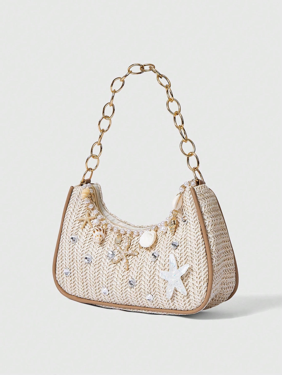 Tote Bag, Beach Bag, Straw Handbag (Decoration Placement Random)