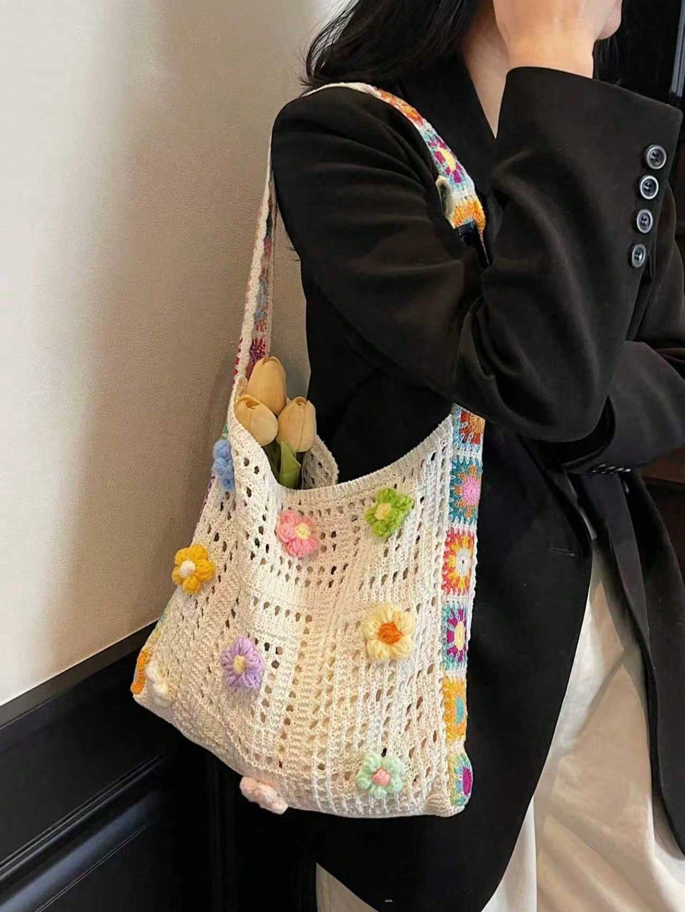 Summer New Casual Straw Tote Bag, Women Large Capacity Shoulder Shopping Handbag , Summer , Beach