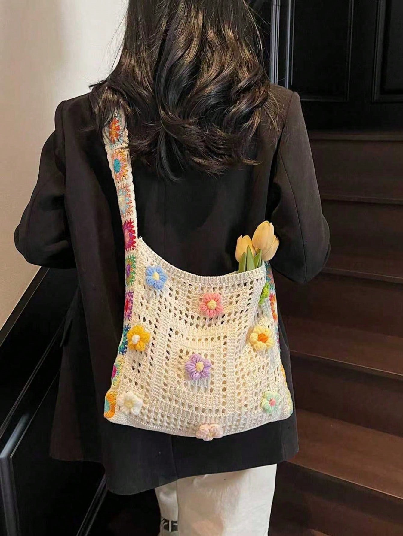 Summer New Casual Straw Tote Bag, Women Large Capacity Shoulder Shopping Handbag , Summer , Beach