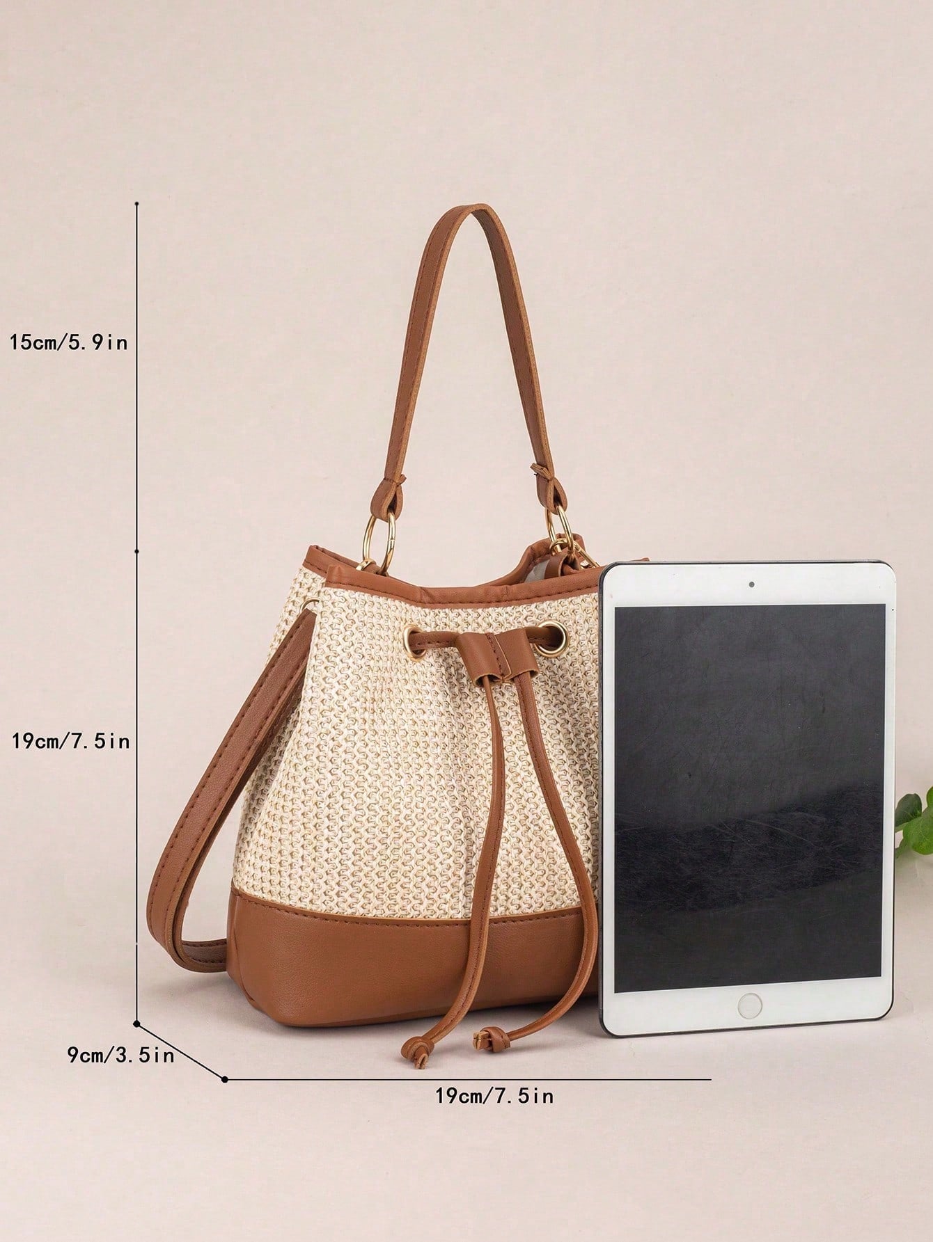 Drawstring Bucket Bag, Large Capacity Daily Versatile Bag, New Summer Beach Bag, Straw Crossbody Bag, Durable Women Handbag