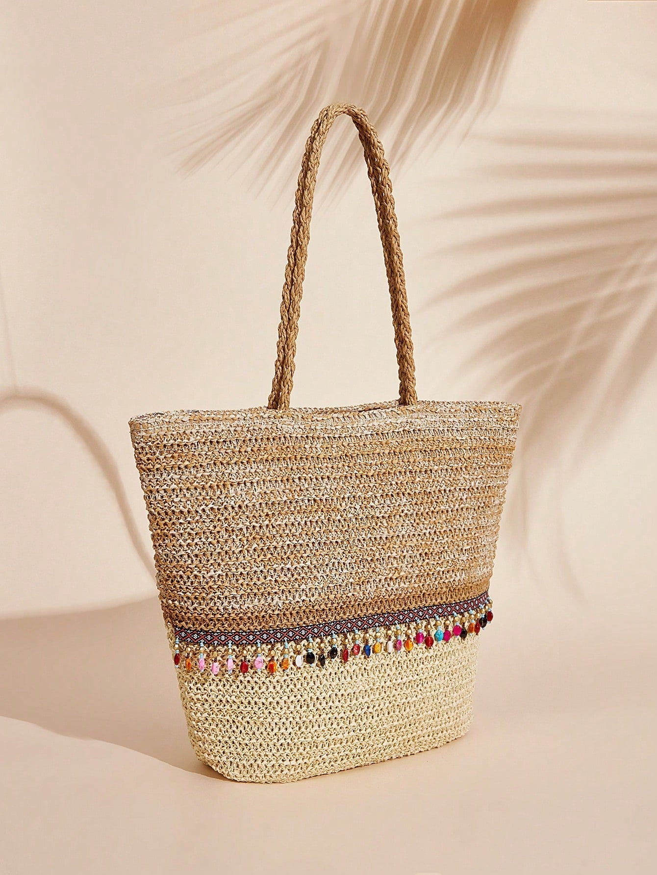VCAY Casual Tote Bag,Woven Bag,Perfect For Summer Beach Travel Vacation,For Outdoor