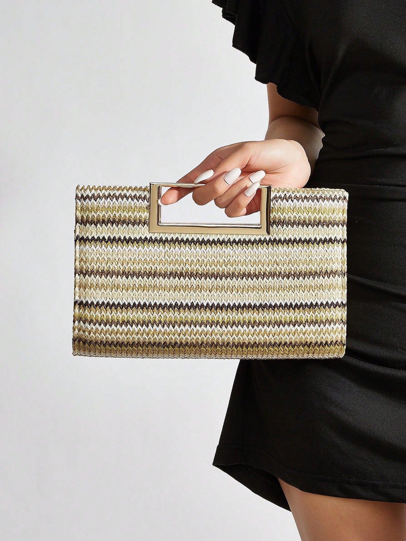 AIBBYDAR Beige Woven Handbag For Women, Fashion Tote Bag For Holiday, Beach, Business Commute, Casual, Minimalist, Beach, Vacation, Woven Bag