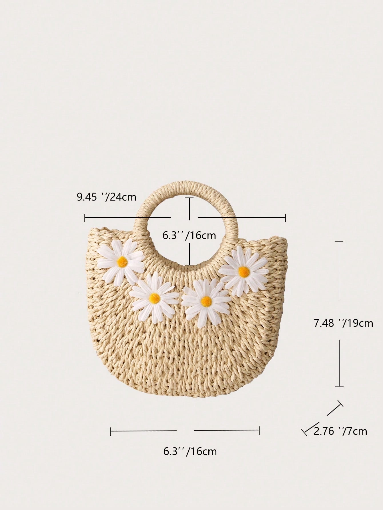 Yogodlns Straw Woven Crossbody Shoulder Bag Daisy Decor Handmade Small Purse Handbag Bohemia Summer Bag, Eye-Catching Beach Bag Summer