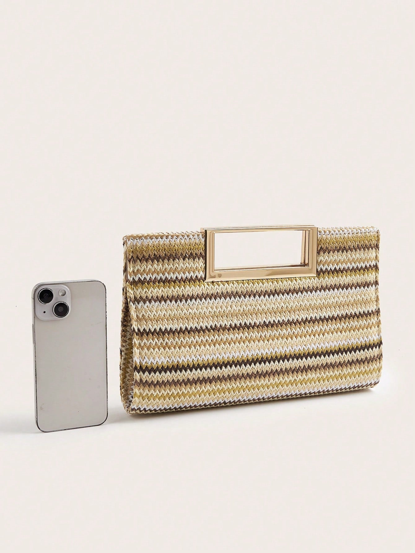 AIBBYDAR Beige Woven Handbag For Women, Fashion Tote Bag For Holiday, Beach, Business Commute, Casual, Minimalist, Beach, Vacation, Woven Bag