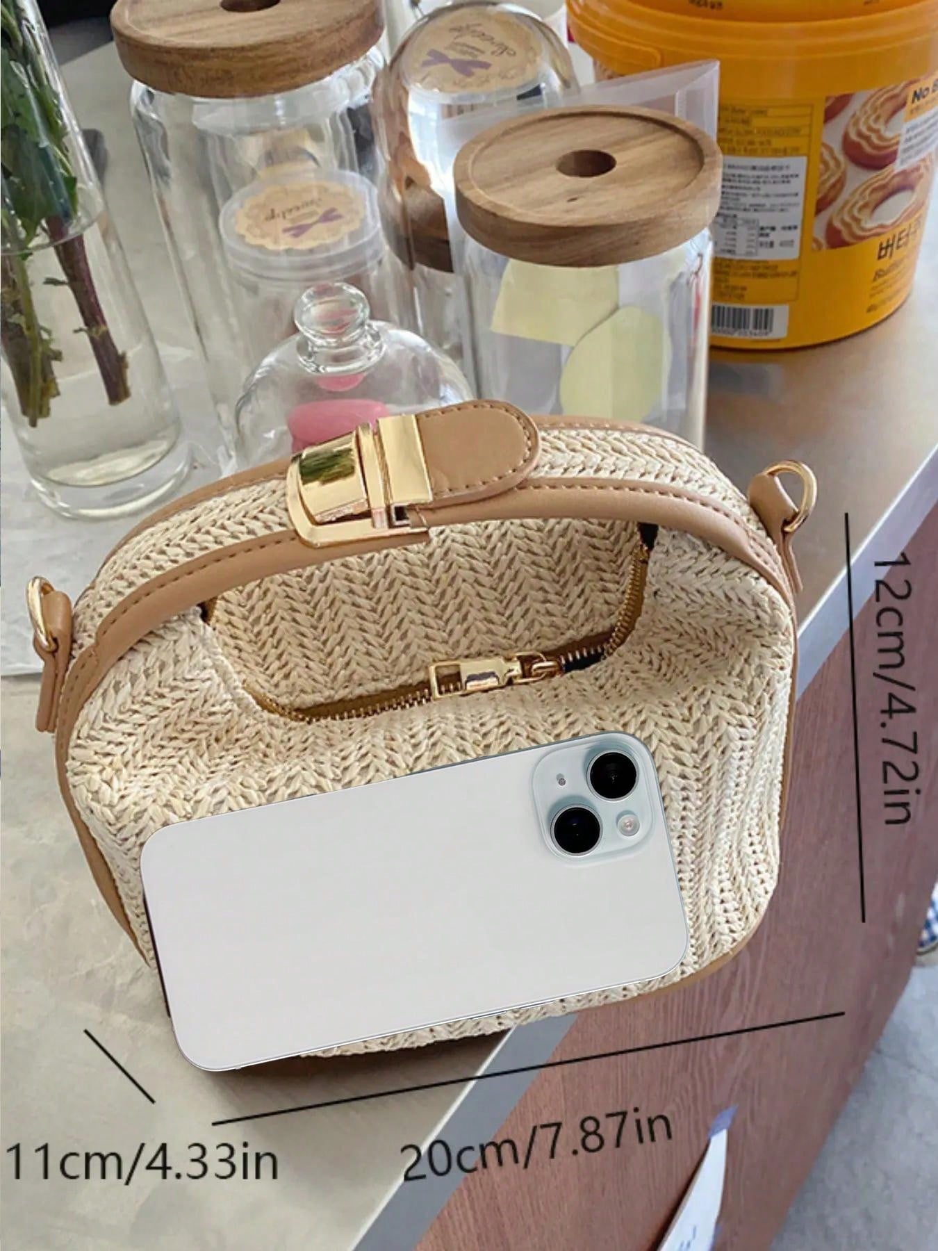 Summer Straw Woven Handbag, Casual Women's Tote Bag, Shoulder Crossbody Bag, Perfect For Beach Accessories, Fashionable Summer Vacation Bag, Women's Beach Essential, Holiday, Woven Bag, Straw Bag