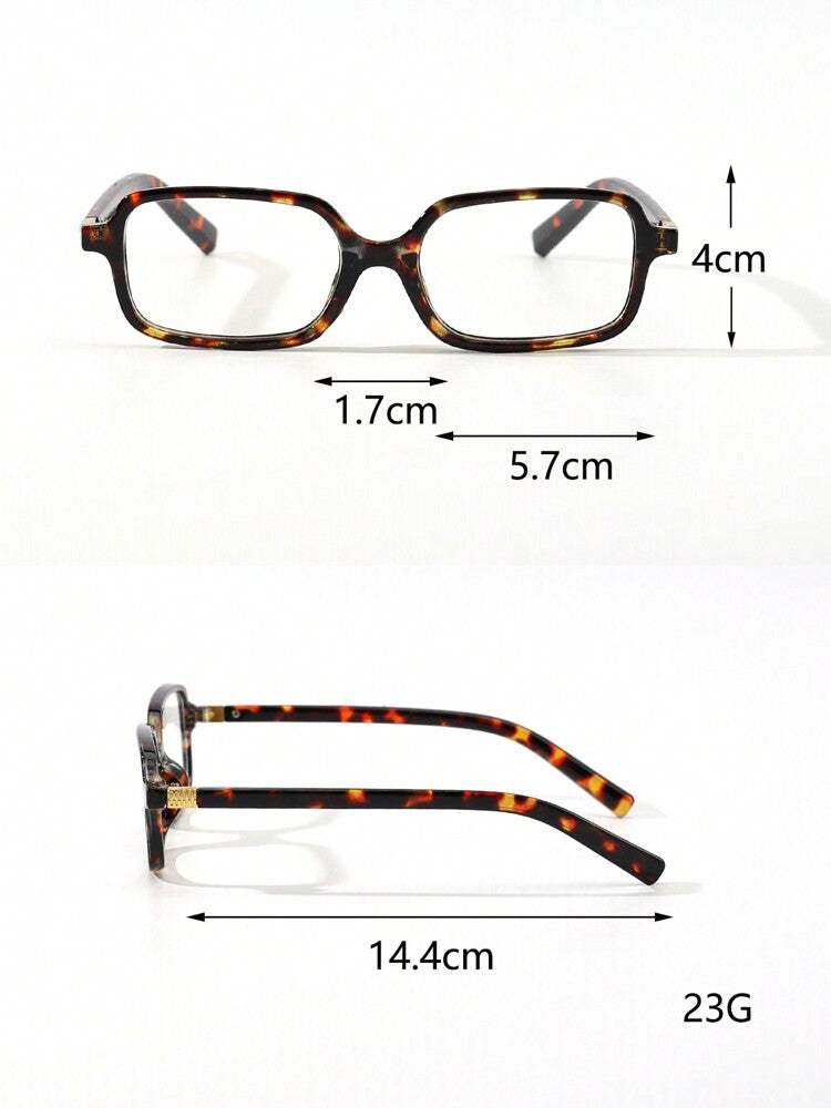1 Pair Women's Vintage Rectangular Flat Lens Glasses, Retro Chic Eyewear for Daily Streetwear Looks, Lightweight and Versatile Accessory for Casual Outfits, Fashionable Urban Style Glasses