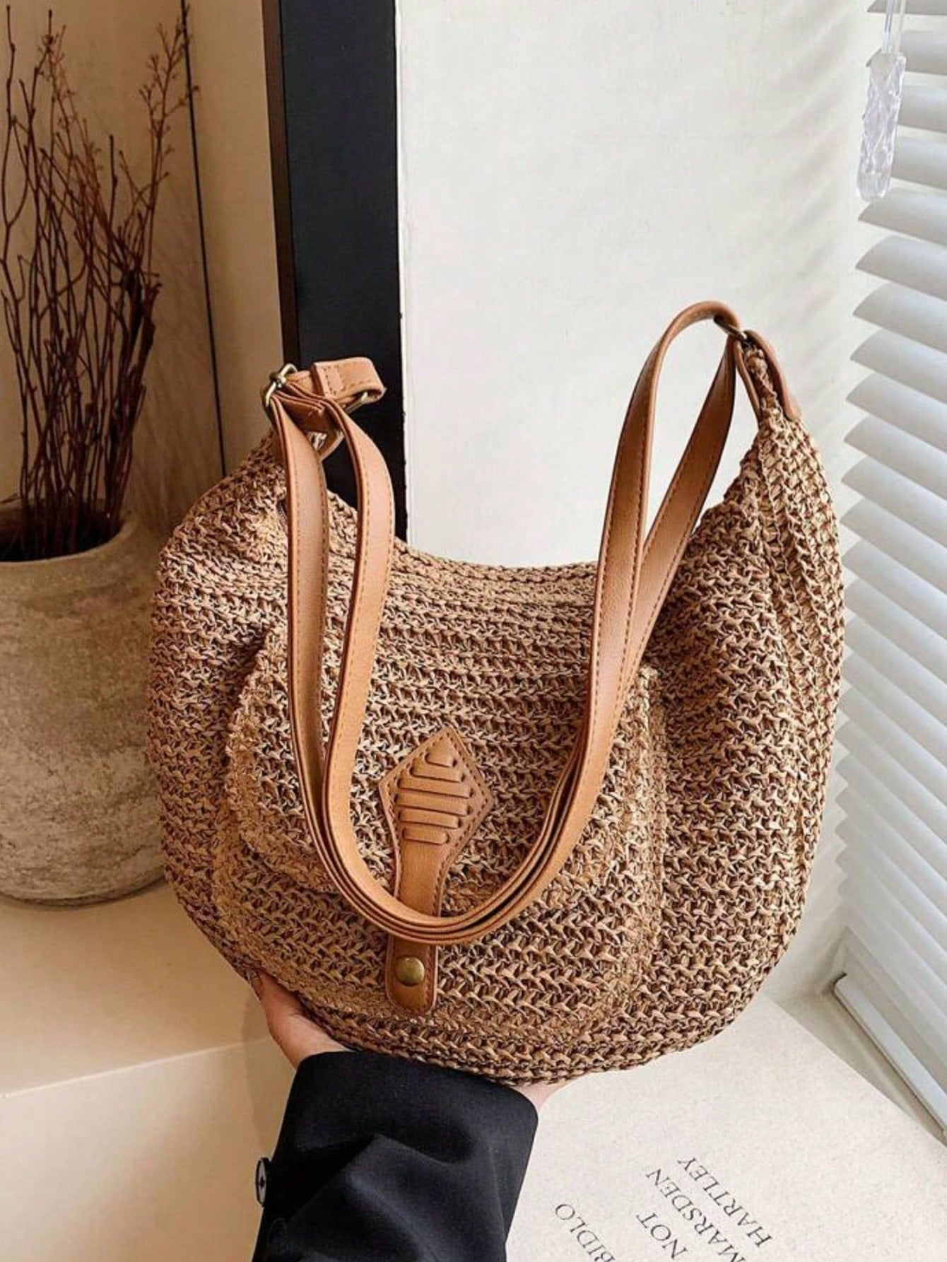Fashionable Minimalist Woven Crossbody Bag, Women's Versatile Casual Shoulder Bag, Suitable For Summer Beach Vacation, Beach Tote, Ideal For Summer, Vacation And Daily Use, Travel Essential