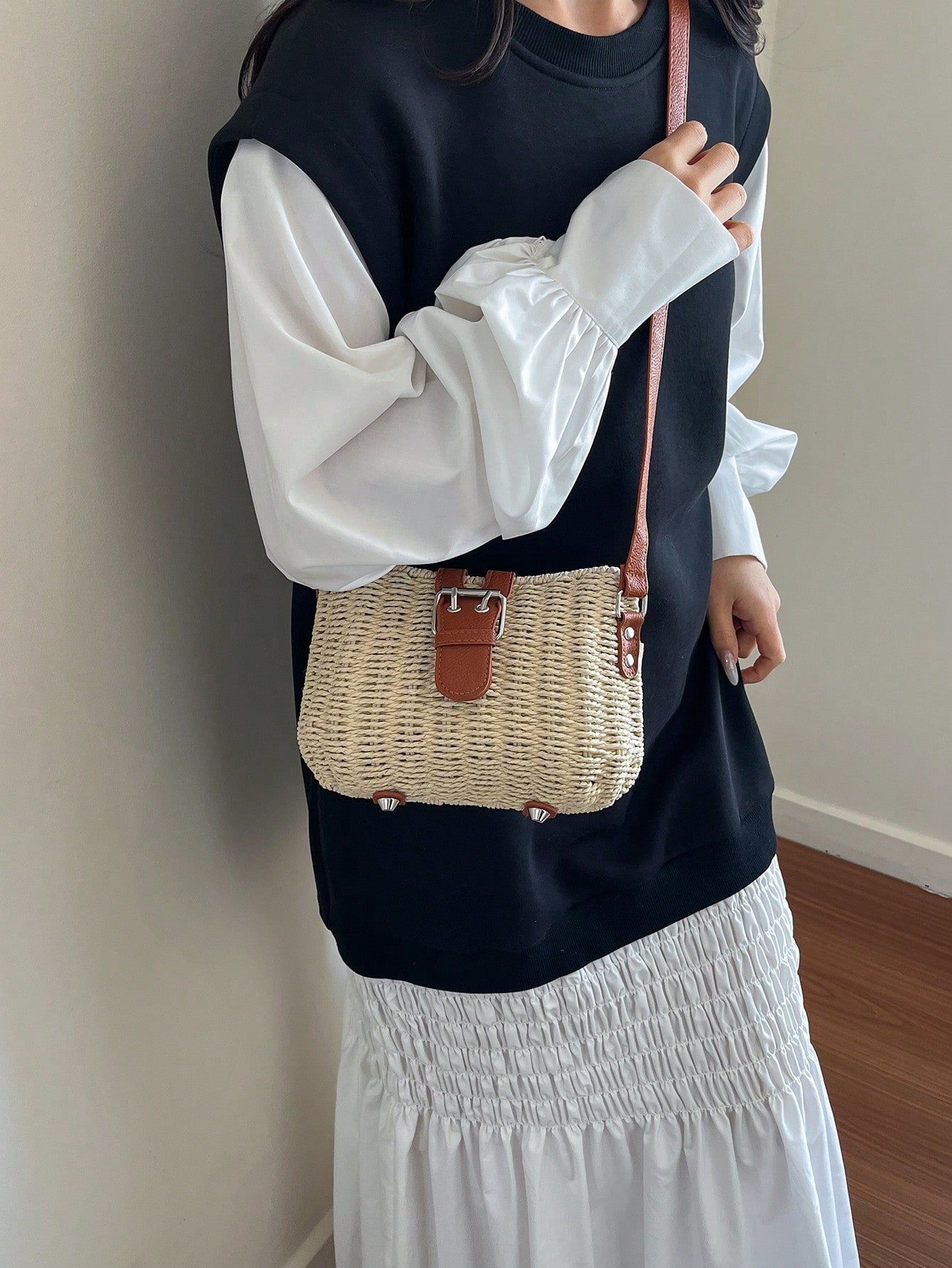 2026 New Arrival Straw Crossbody Bag, Niche Commuter Woven Bag, Women Beach Vacation Straw Bag, Early Spring Versatile Woven Shoulder Bag