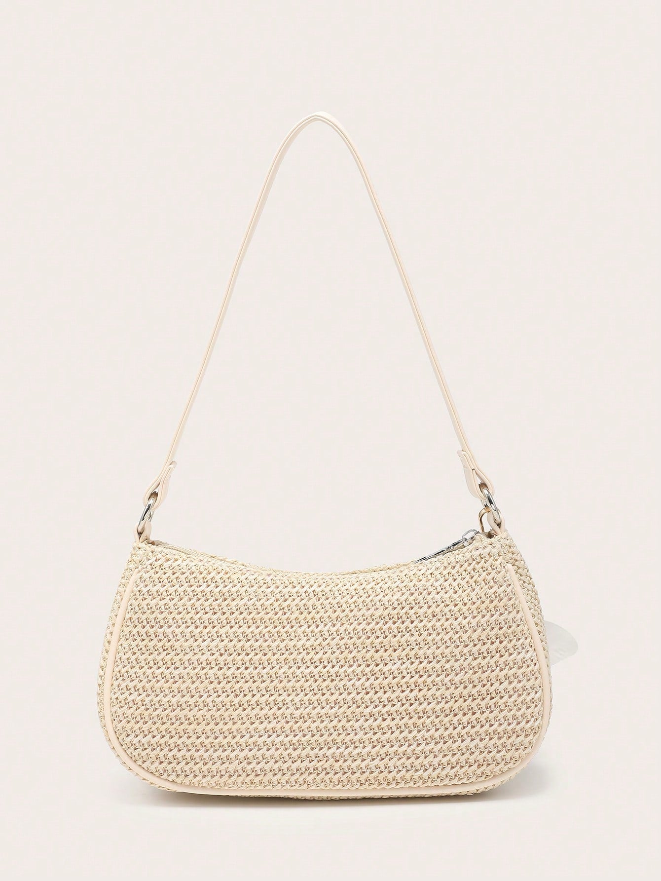 Women's Underarm Shoulder Bag, Square Bag, PU Rope Flower Pendant, Large Capacity, Lightweight, Casual Fashionable Beach Vacation Style, Suitable For Shopping And Vacation , Beach Bag, Holiday, Straw Bag