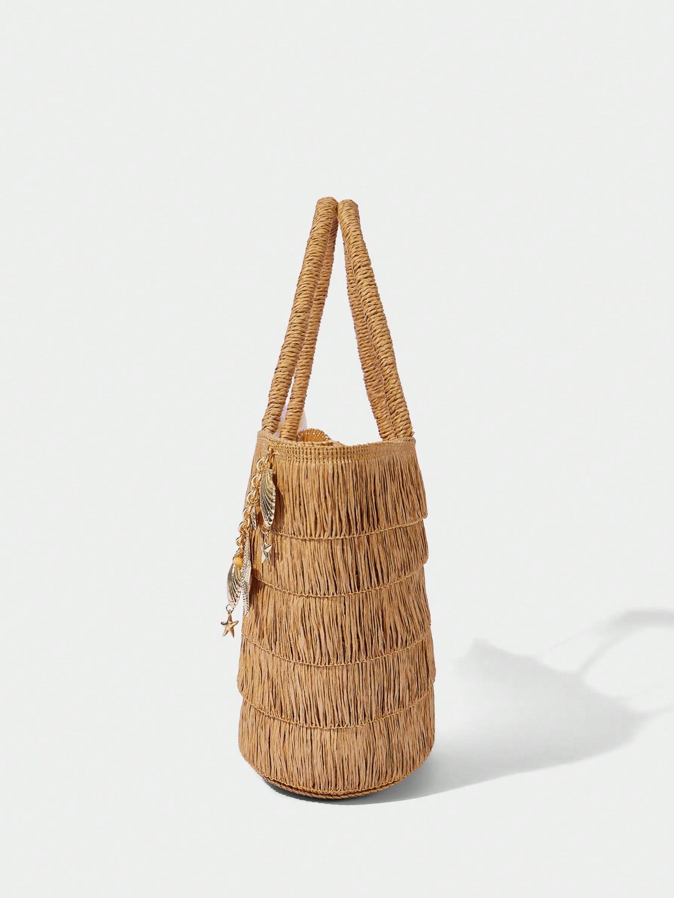 OMWE Fairycore 1pc Handmade Woven Tote Bag With Artificial Orchid, Lily Decor,