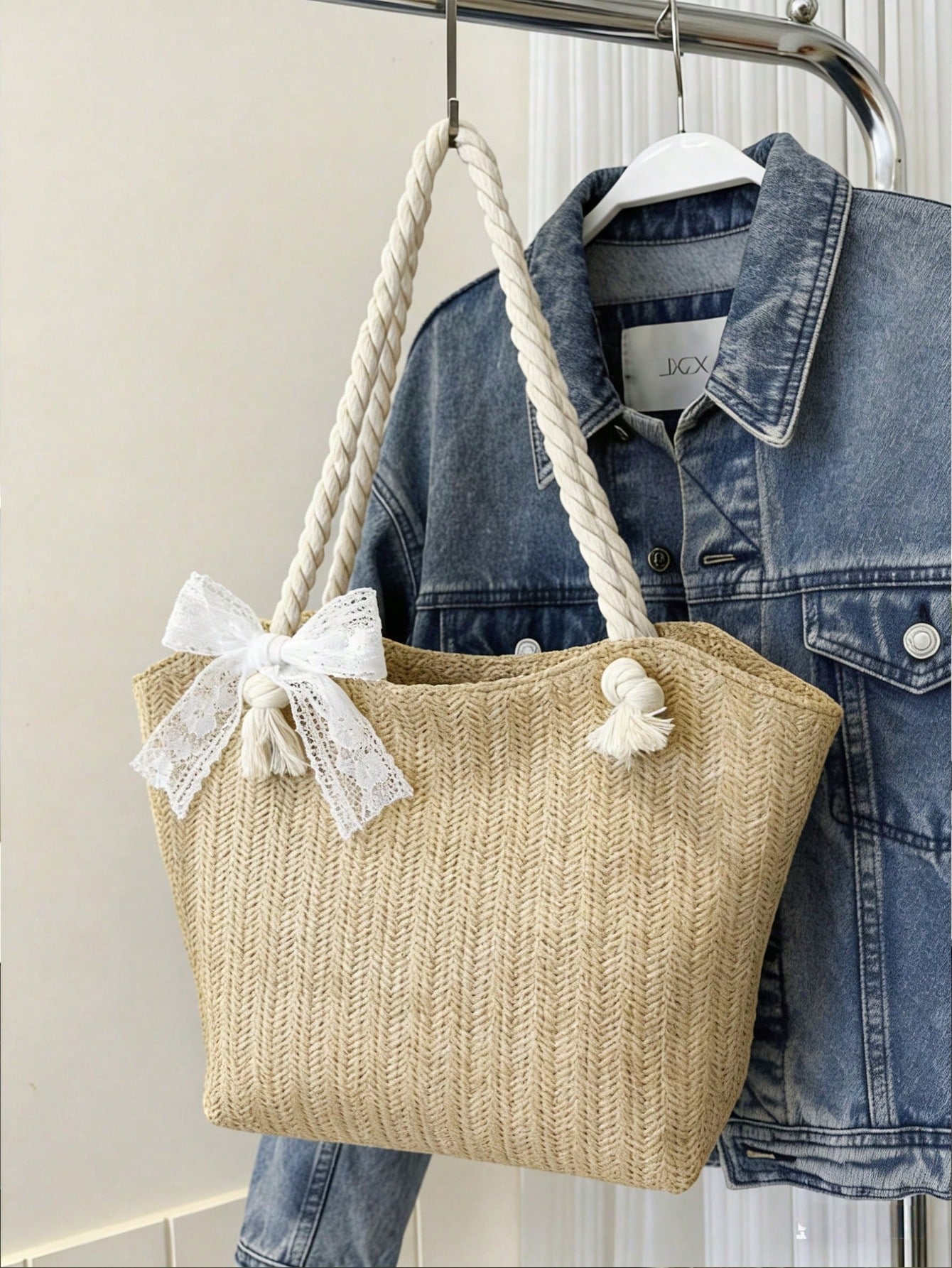 Summer Beach Vacation Straw Tote Bag, Large Capacity, Fashionable, Versatile, Casual Shoulder Bag