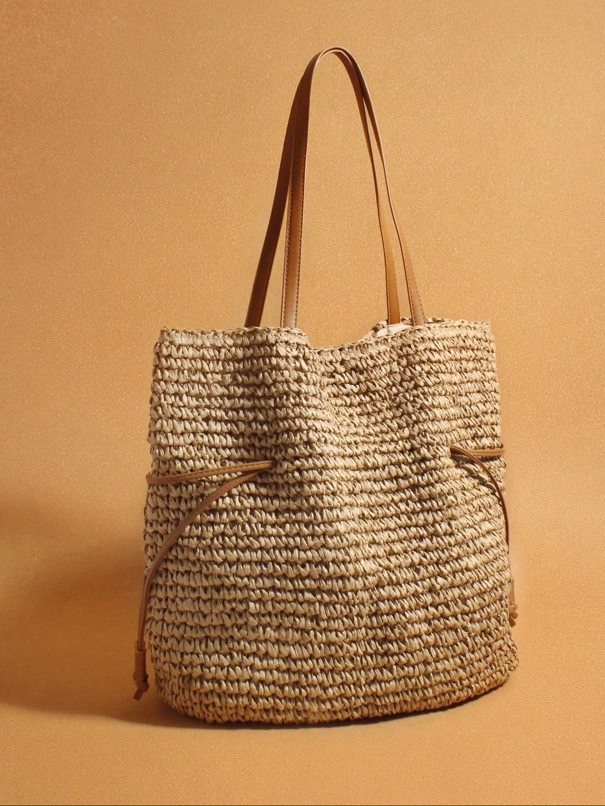 New Drawstring Crochet Bag, Single Shoulder Crossbody Woven Women's Bag, Large Capacity Grass Woven Bag, Vacation Travel Shopping, Daily Party Activities, Music Festival
