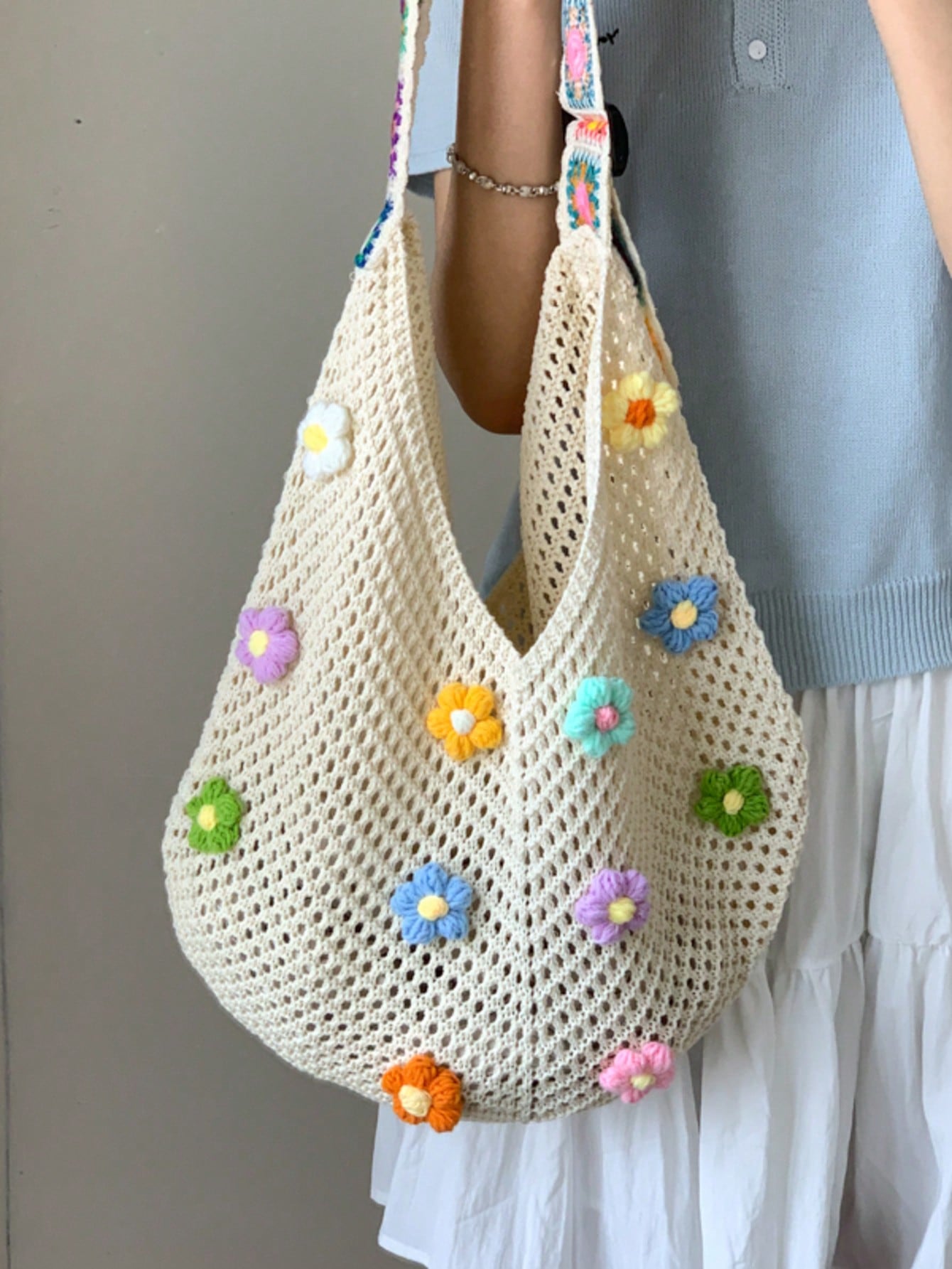 Summer New Casual Straw Tote Bag, Women Large Capacity Shoulder Shopping Handbag , Summer , Beach