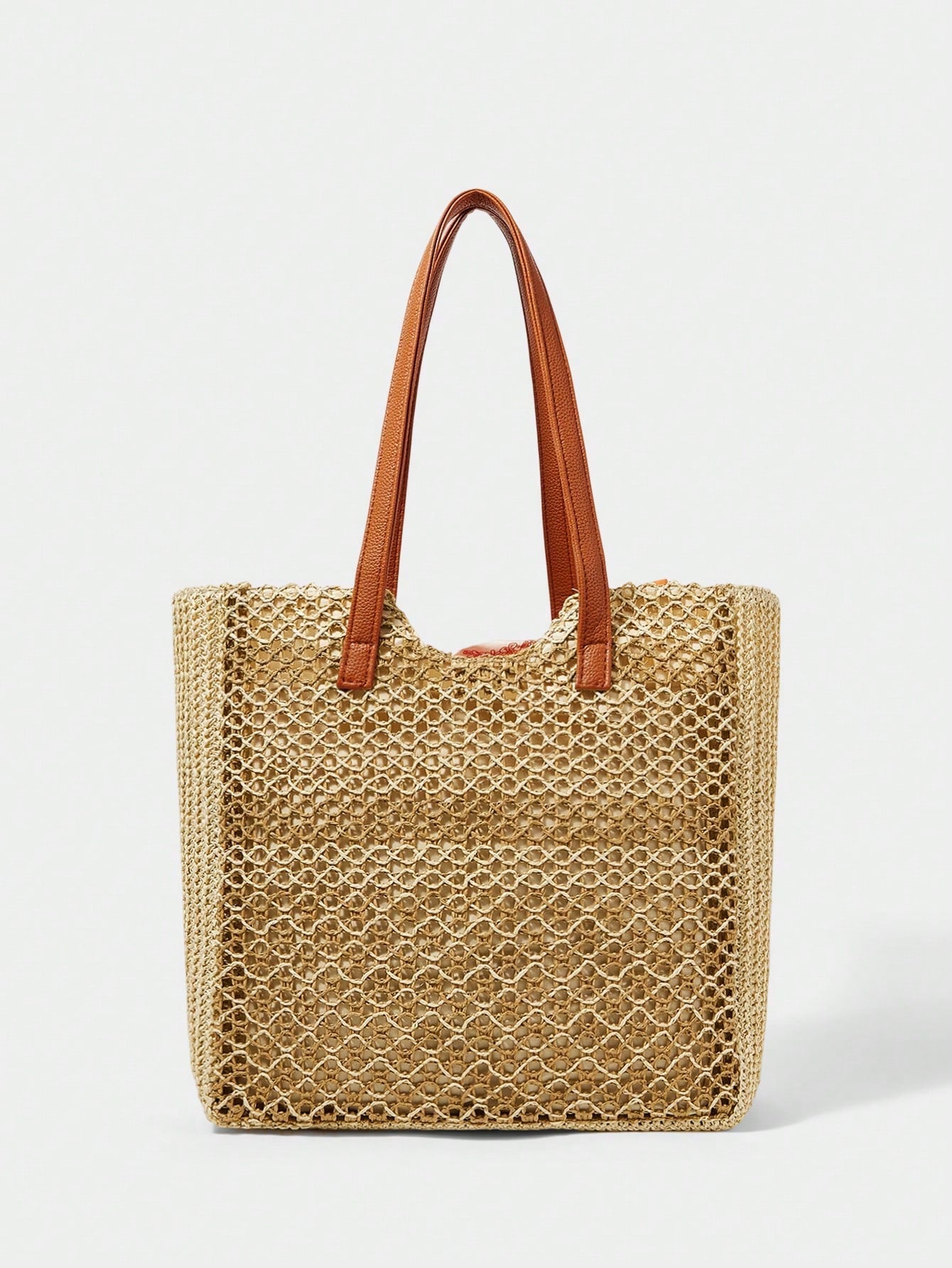 OMWE Fairycore 1pc Handmade Woven Tote Bag With Artificial Orchid, Lily Decor,